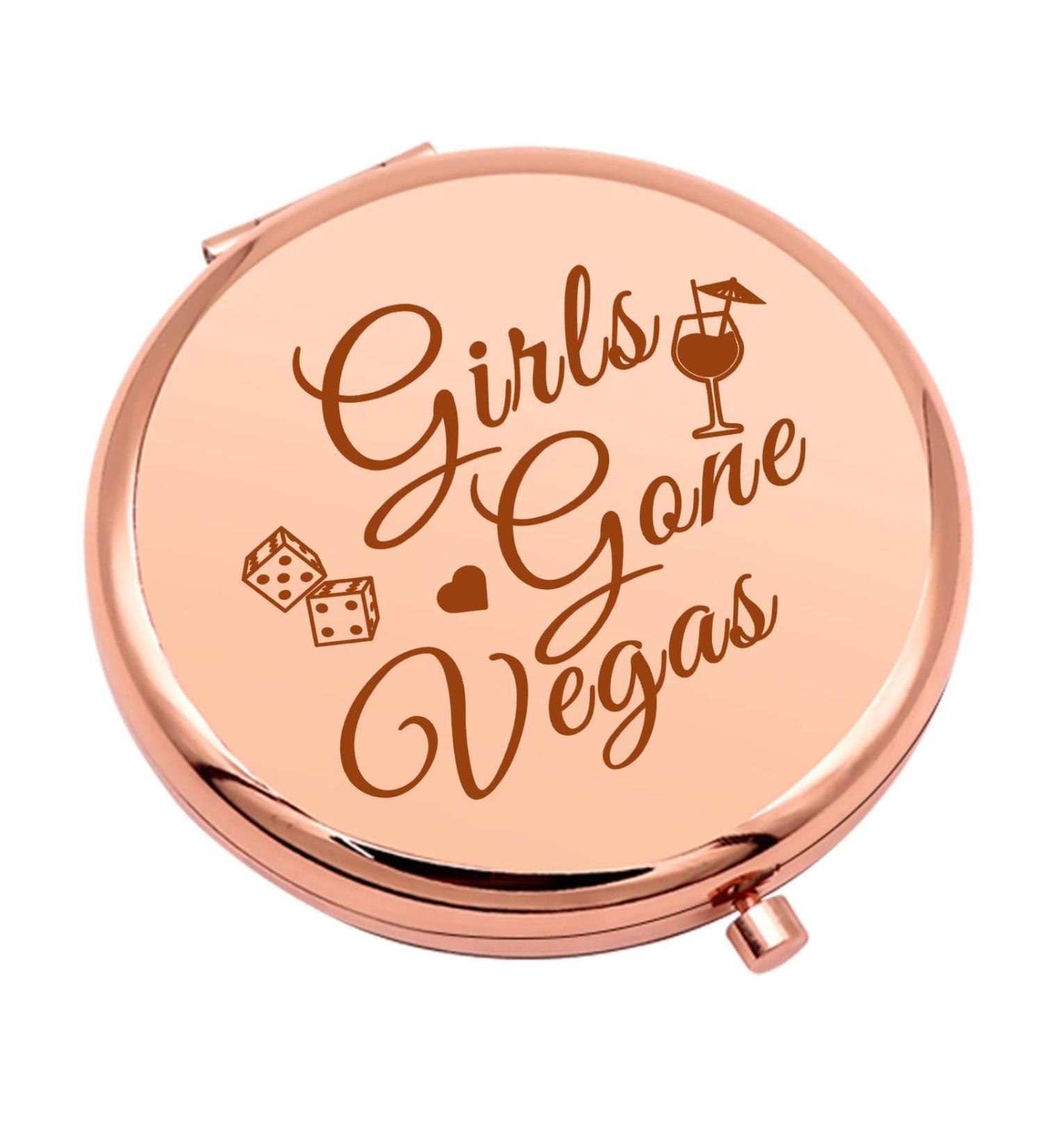Rose Gold Compact Makeup Mirror - Girls Trip & Weekend Gifts for Women - Las Vegas Vacation & Friendship Gift - Buy Online on GoSupps.com