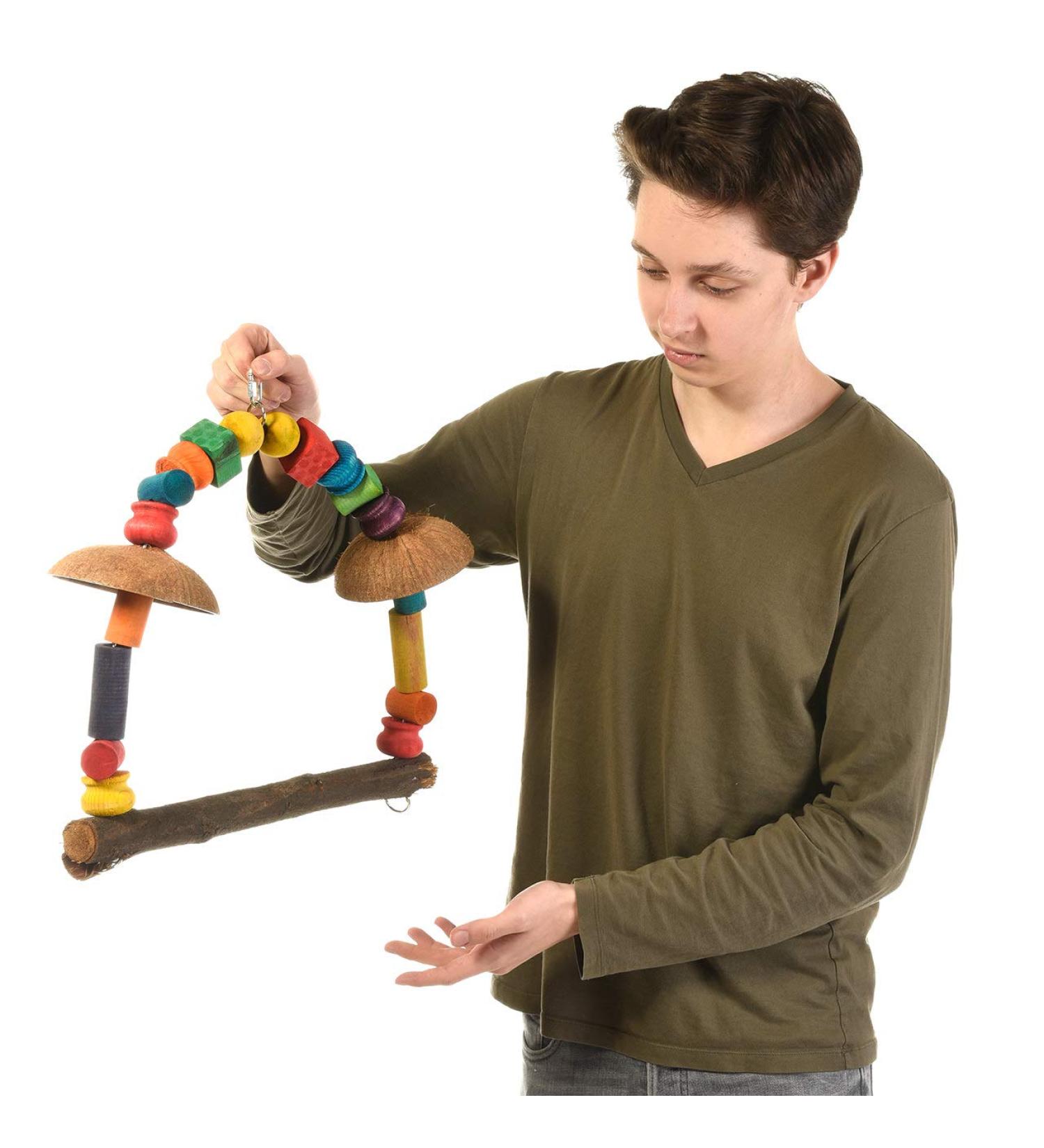 HappyBird Parrot Swing | New Riccos Coco Swing Large 40.5x10x38cm for Ultimate Bird Fun International Shipping Available - Buy Online on GoSupps.com