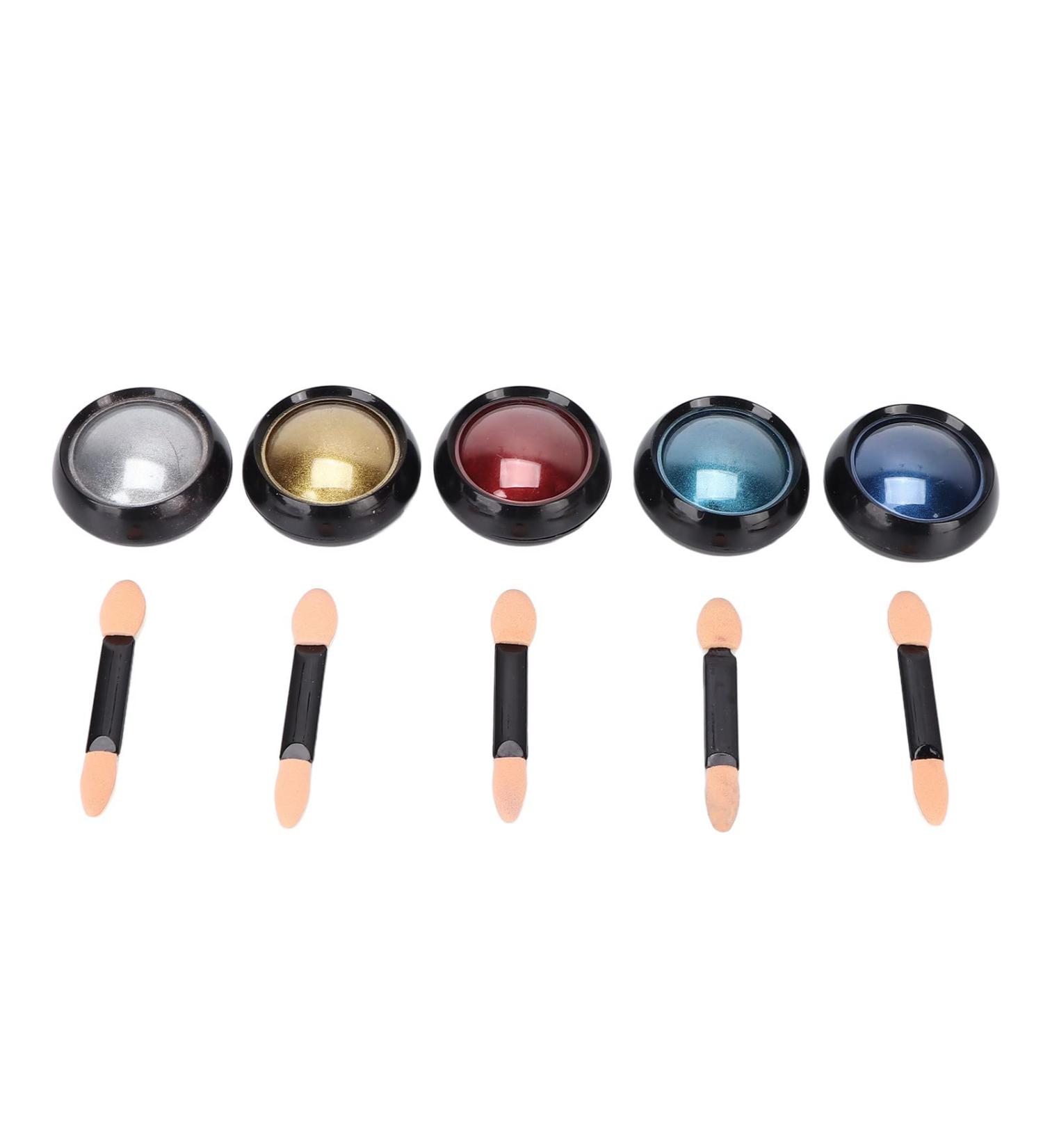 5 Colors Nail Art Glitter Mirror Powder Holographic Nail Pigment with 5 Sponge Sticks Metallic Chrome Nail Powder for Nail Art Decor - Buy Online on GoSupps.com