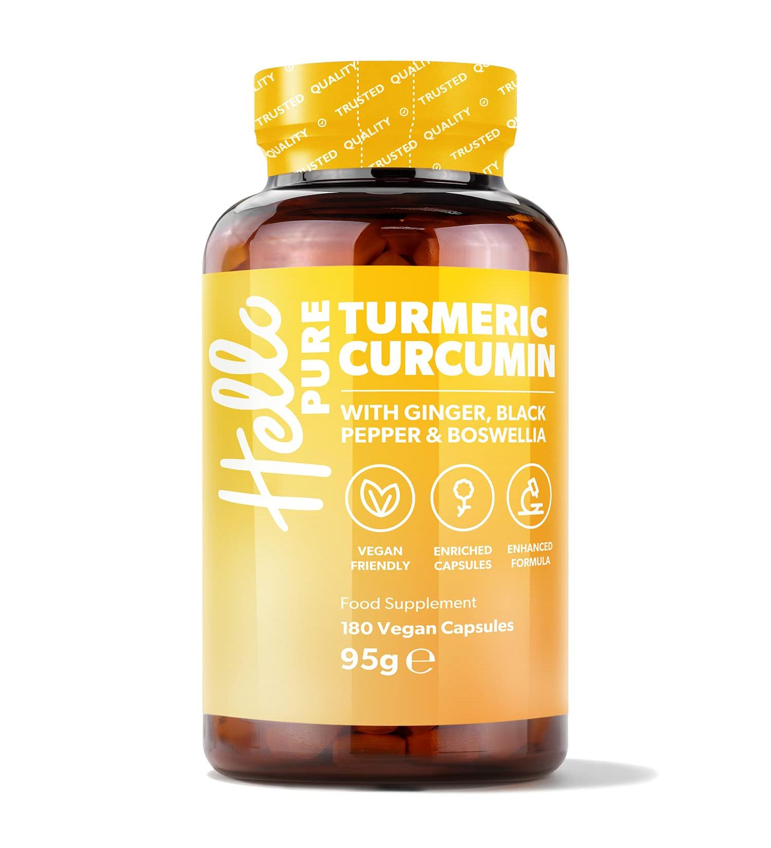 Turmeric Capsules 5000mg with Black Pepper & Ginger - 180 Vegan Capsules, 95% Curcumin Extract - Triple Strength Formula, 3 Month Supply - Buy Online on GoSupps.com