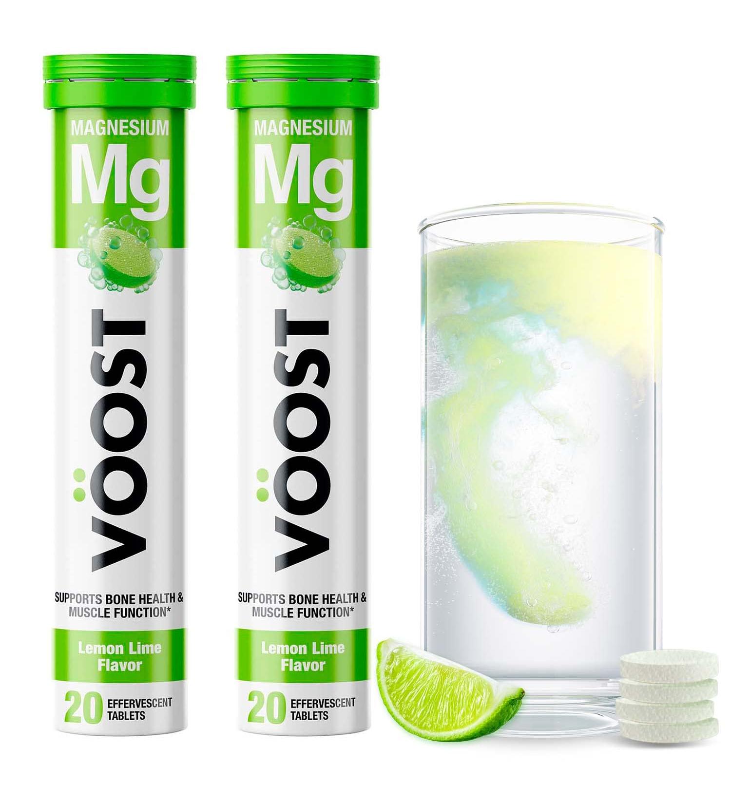 Voost Magnesium Effervescent Vitamin Drink Tablets - Bone & Muscle Health Support - Lemon Lime Flavor - 40 Count - Buy Online on GoSupps.com