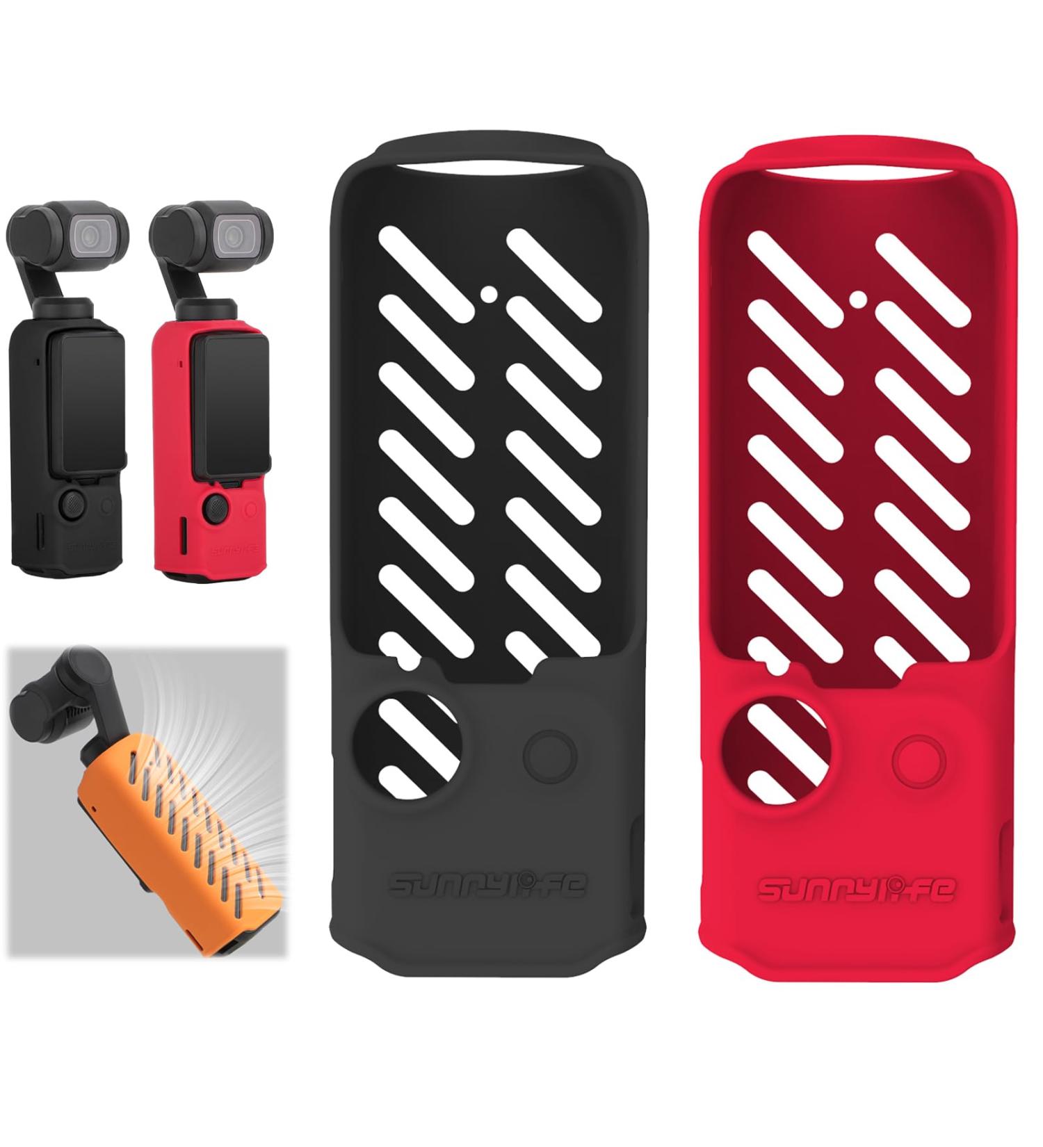 Honbobo Silicone Protective Cover for DJI Osmo Pocket 3 - Black & Red Heat Discharge Accessory - Buy Online on GoSupps.com