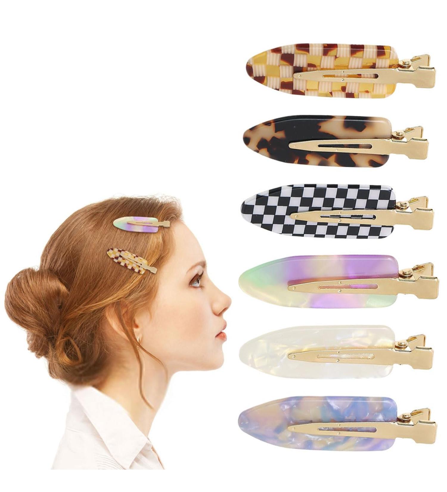 scicent Hair Grips 6 Pieces Fashion No Trace Hair Clips with Spring No-Slip Hair Pins Acetate Hairpin for Makeup Hairstyle Accessories for Women Girls Cute Hair Barrettes for Party - 28606 - Buy Online on GoSupps.com