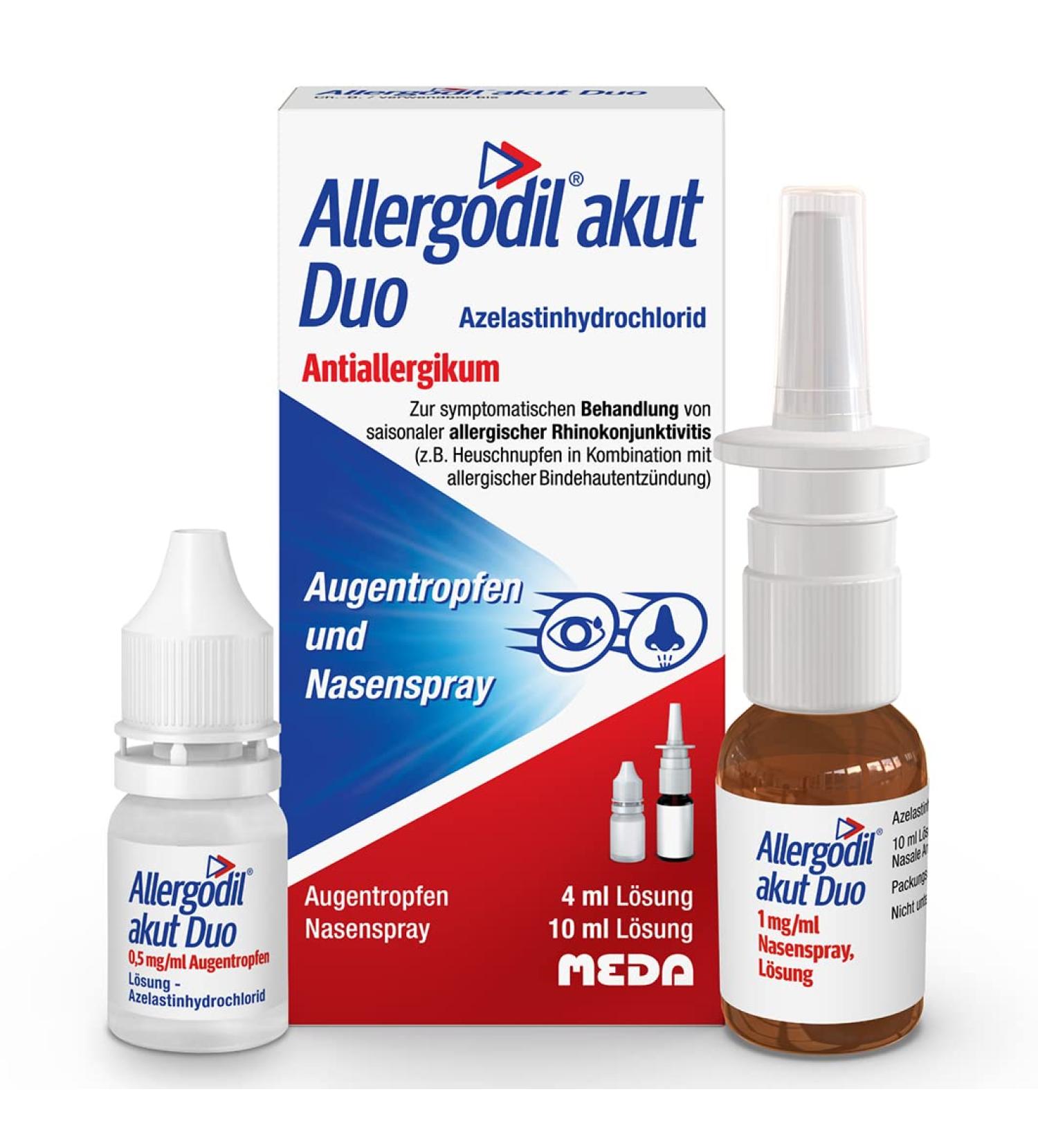 Allergodil Acute Duo - Allergy Combination Pack: Nasal Spray (10ml) & Eye Drops (4ml) | Anti-Allergic Azelastine Hydrochloride - Buy Online on GoSupps.com