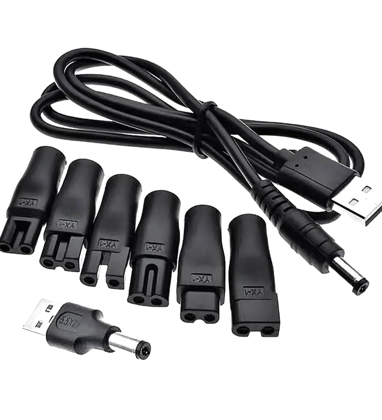 7-Piece 5V USB Charger Adapter Set for Hair Cutting & Grooming Devices - Universal Compatibility | International Shipping - Buy Online on GoSupps.com