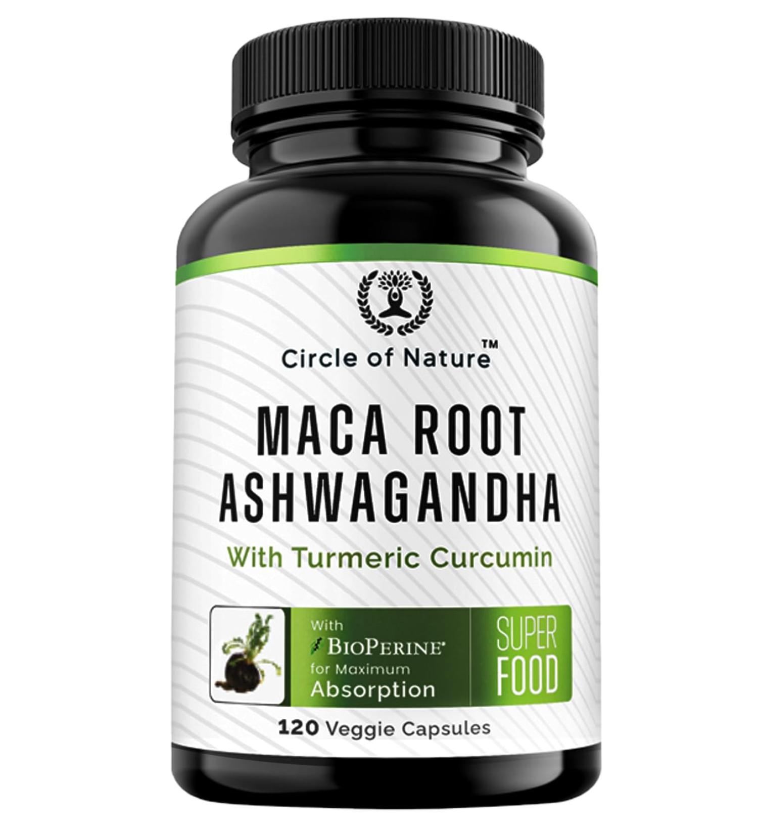 Maca Root 10,000mg & Ashwagandha 6000mg Capsules with Turmeric, Curcumin & Bioperine | 120 Capsules USA Made - Buy Online on GoSupps.com