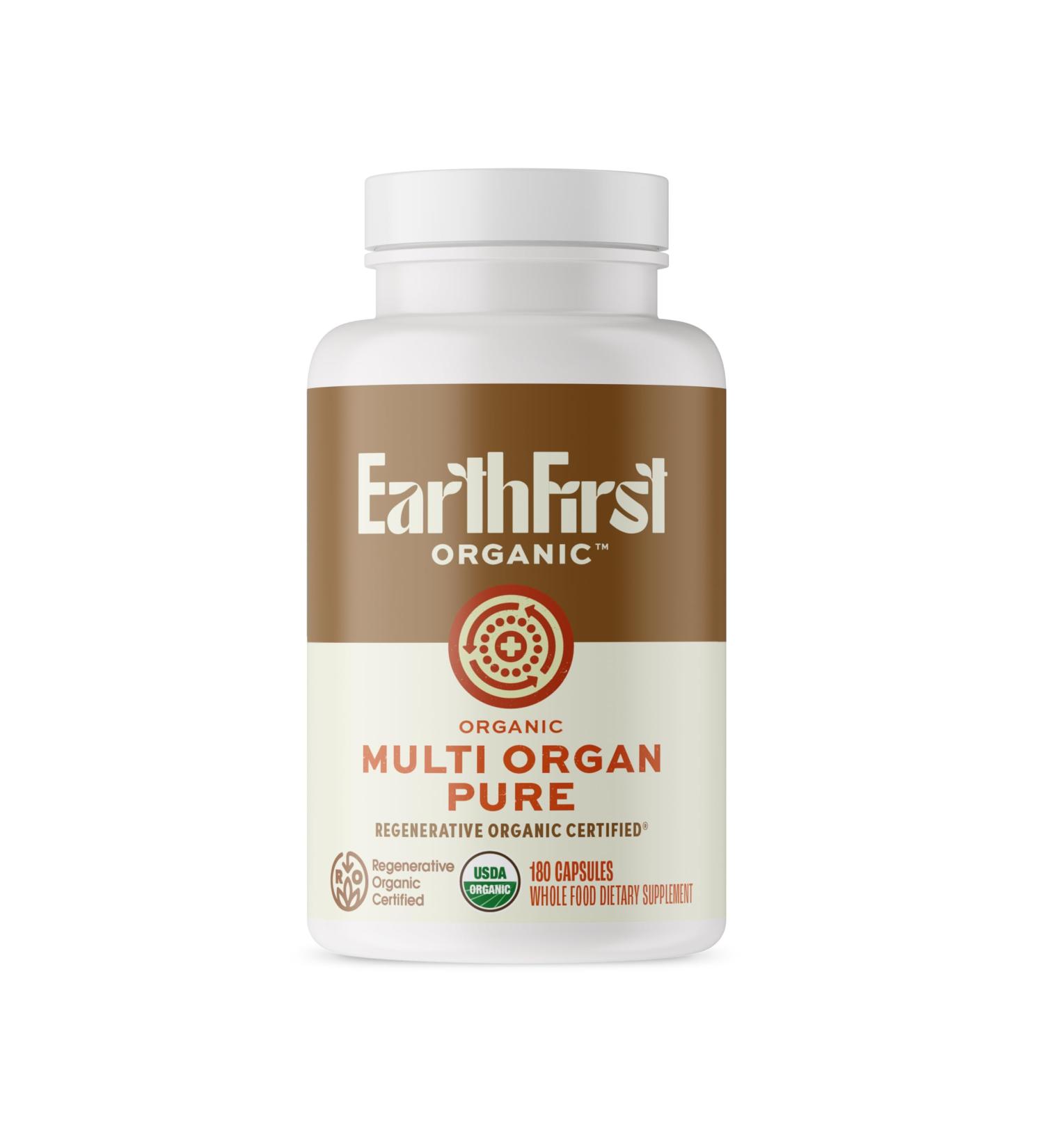 EarthFirst Organic Multi Organ Pure Regenerative Organic Certified Grass-Fed Organ Blend Liver Heart & Kidney for Energy Detox & Metabolic Support with AB22 Probiotic 180 Capsules - Buy Online on GoSupps.com