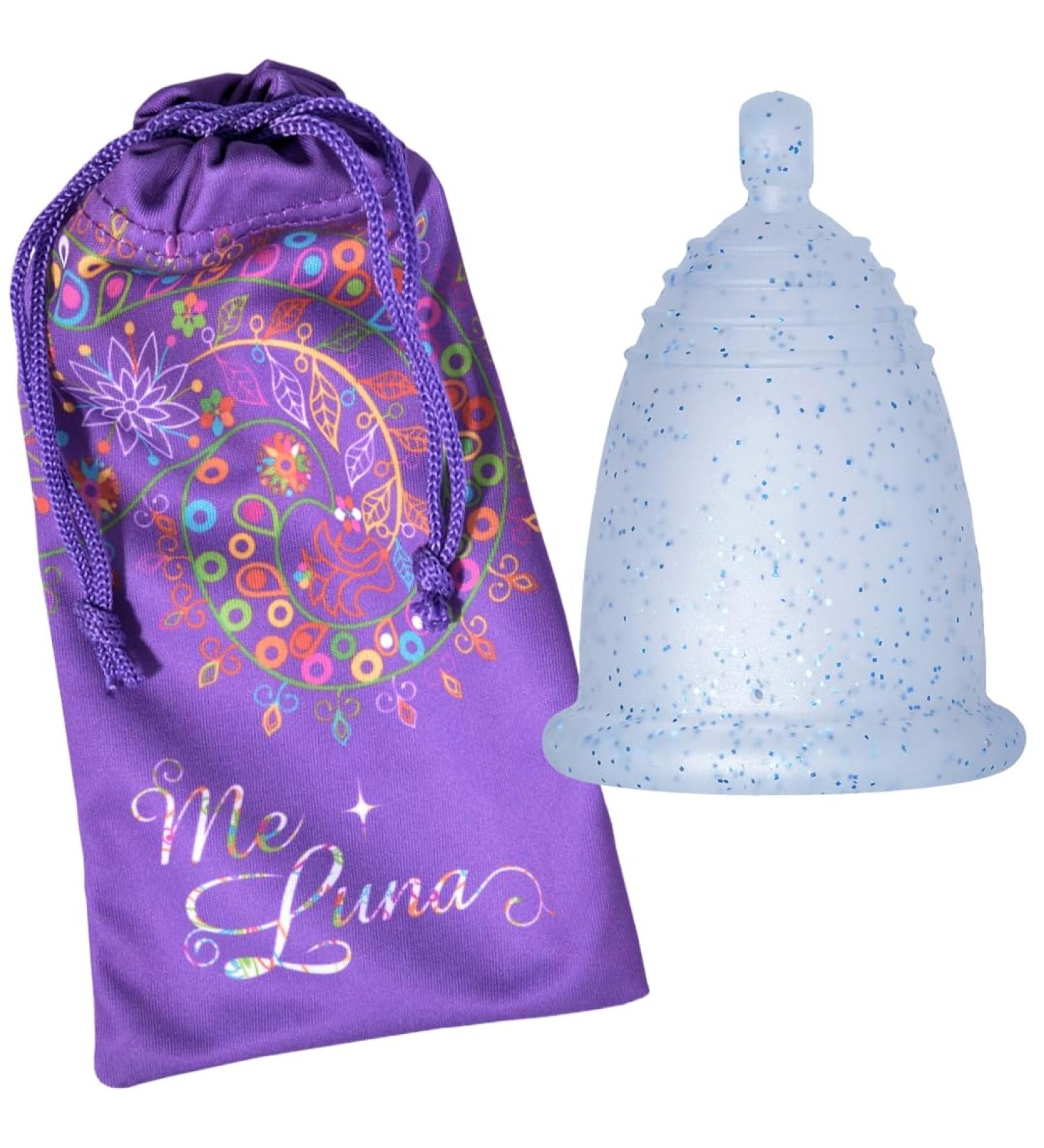 Me Luna Menstrual Cup Classic - Blue Glitter Size M | Eco-Friendly & Comfortable Period Solution - Buy Online on GoSupps.com