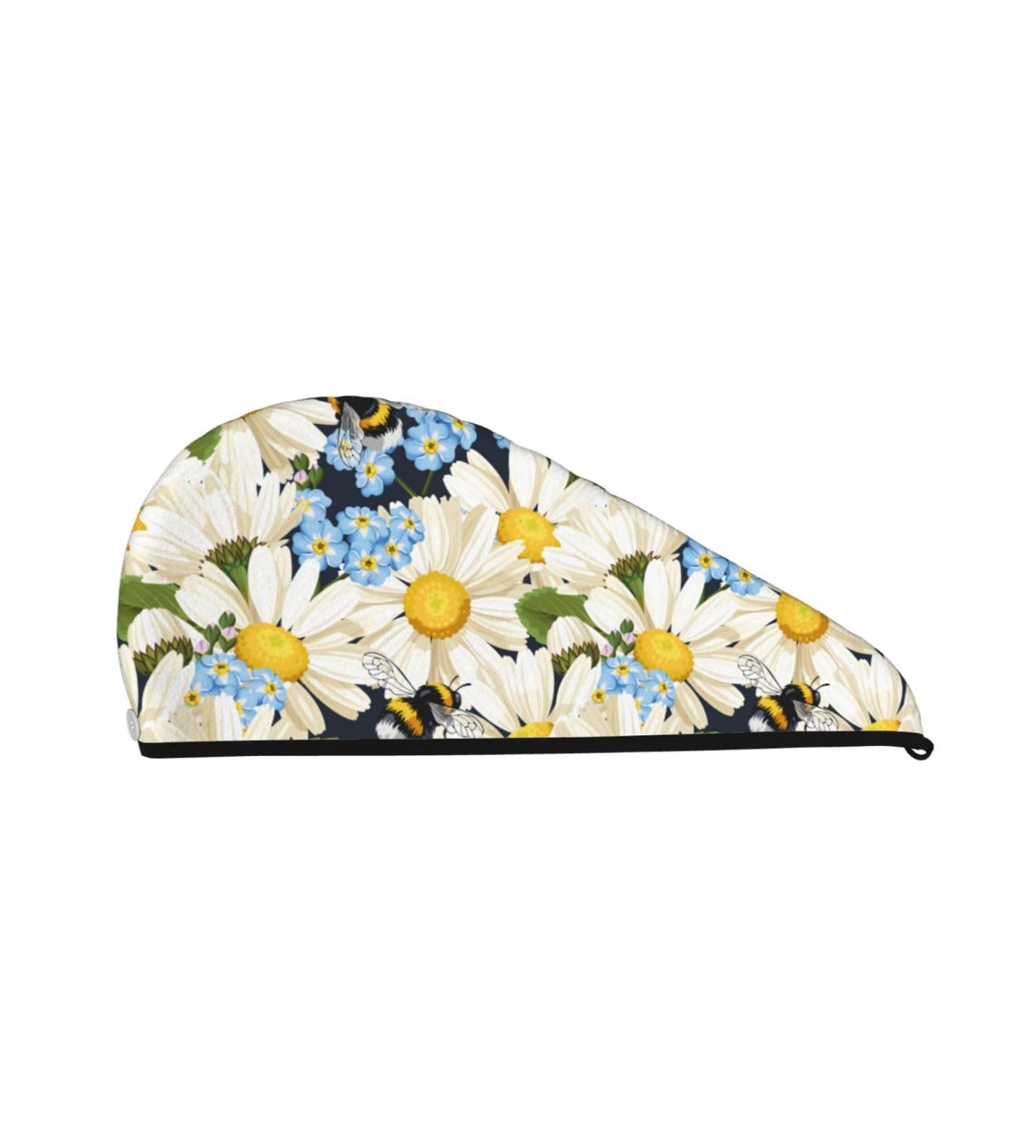 Buy Hair Towel Wrap | Fast Drying Towel Turban with Button | Unique Bees Design for Quick Hair Drying - International Shipping Available - Buy Online on GoSupps.com