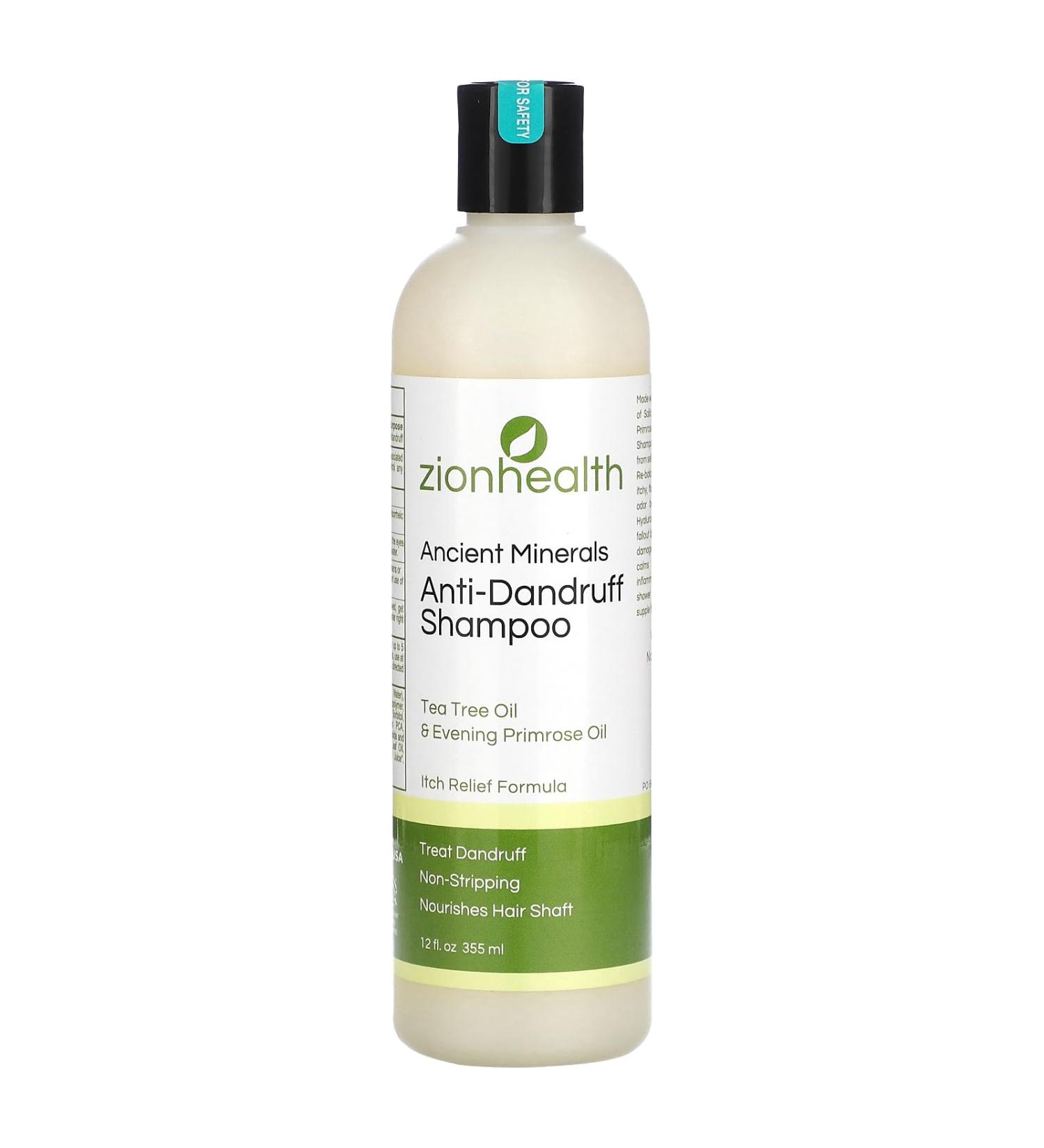 Zion Health Ancient Minerals-Anti-Dandruff Shampoo-Tea Tree Oil & Evening Primrose Oil 12 oz Liquid
