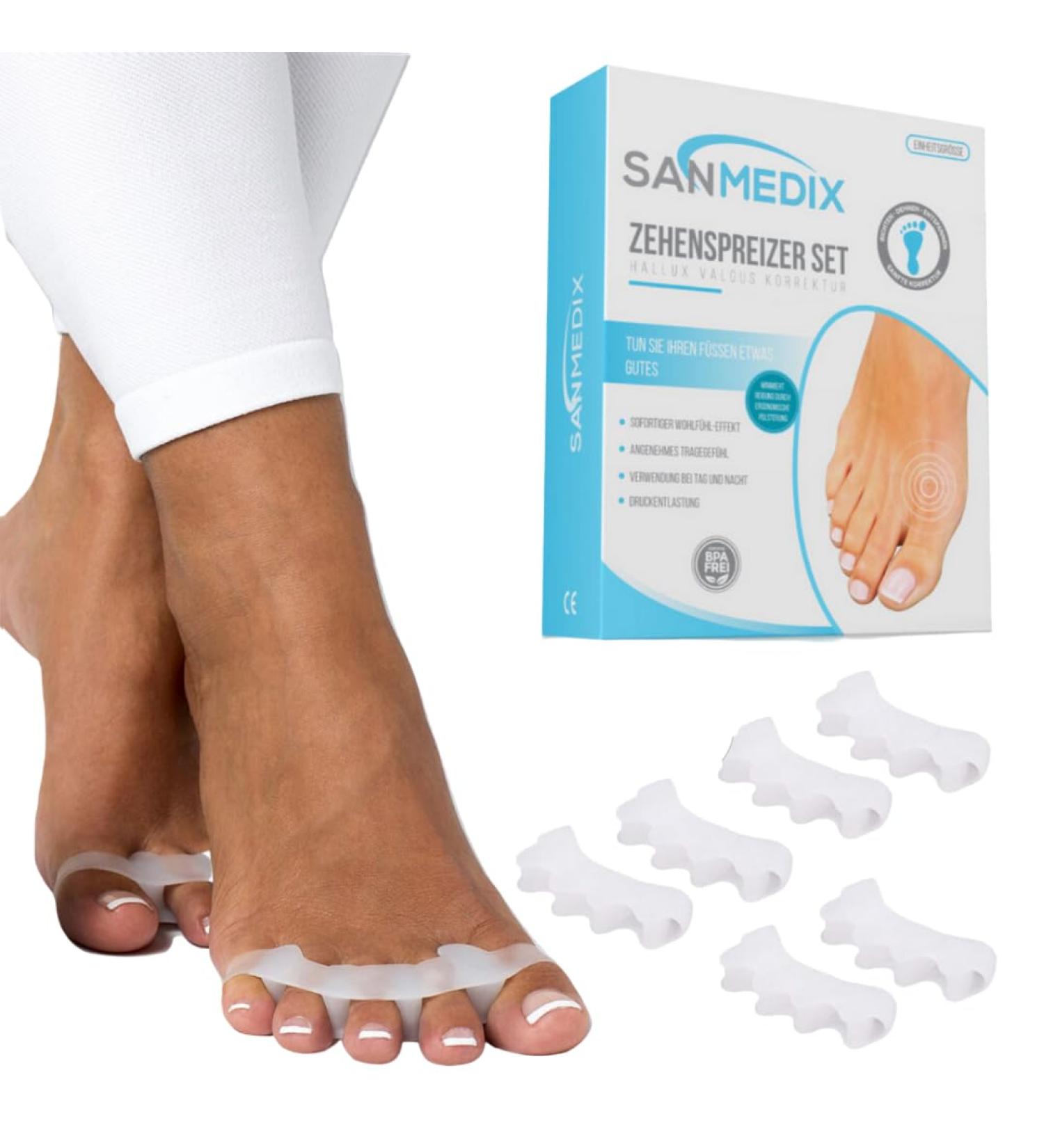 SanMedix Toe Spreader - Silicone Toe Separator Set for Men & Women | 3 Pairs (6 Pieces) | Correct Hallux Valgus Bunion Hammer Toe - Buy Online on GoSupps.com