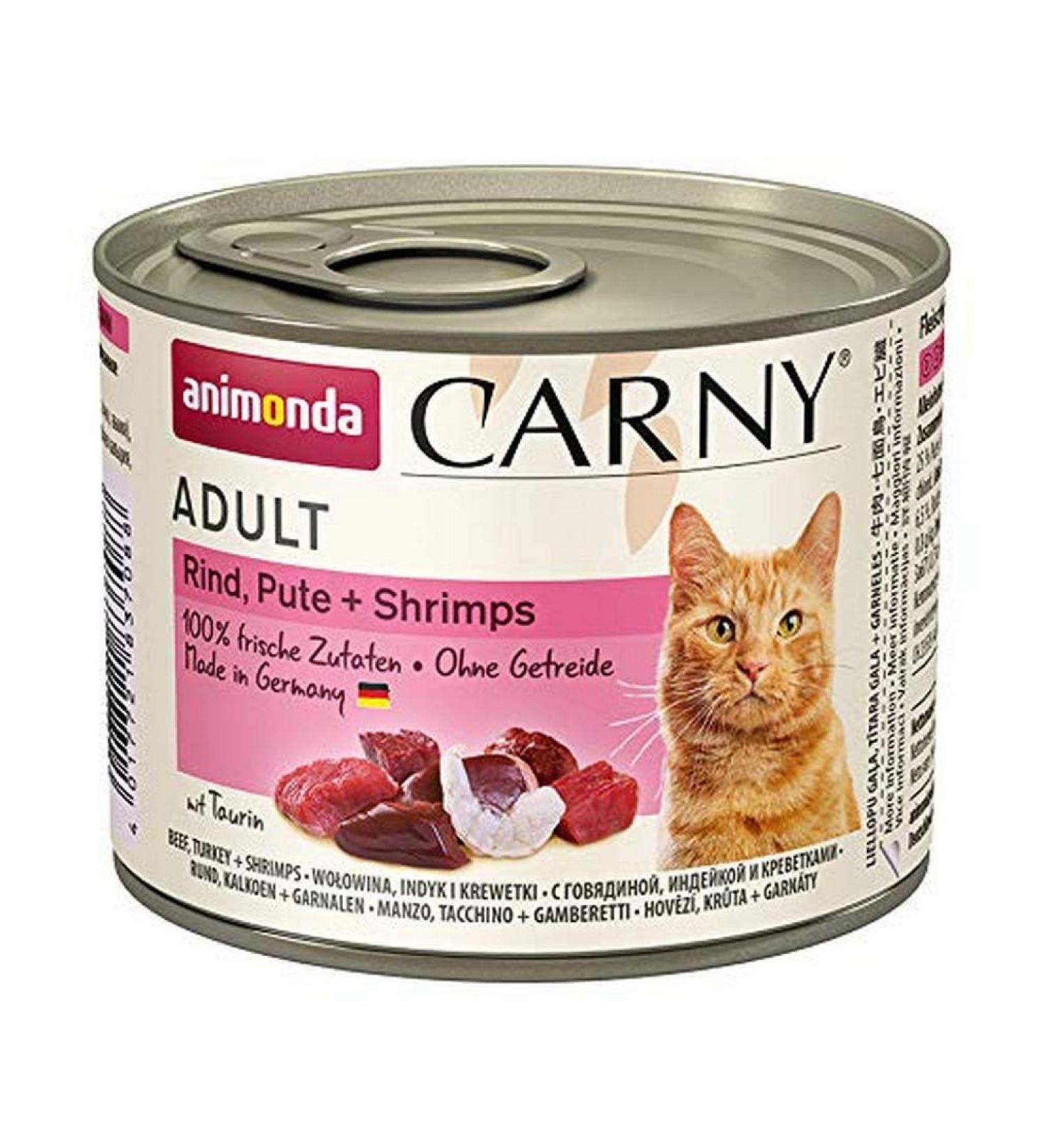 Animonda carny adult cat food wet food for adult cats beef cattle turkey + shrimp 6 x 200 g beef turkey + shrimp 1 piece (6 Pack)