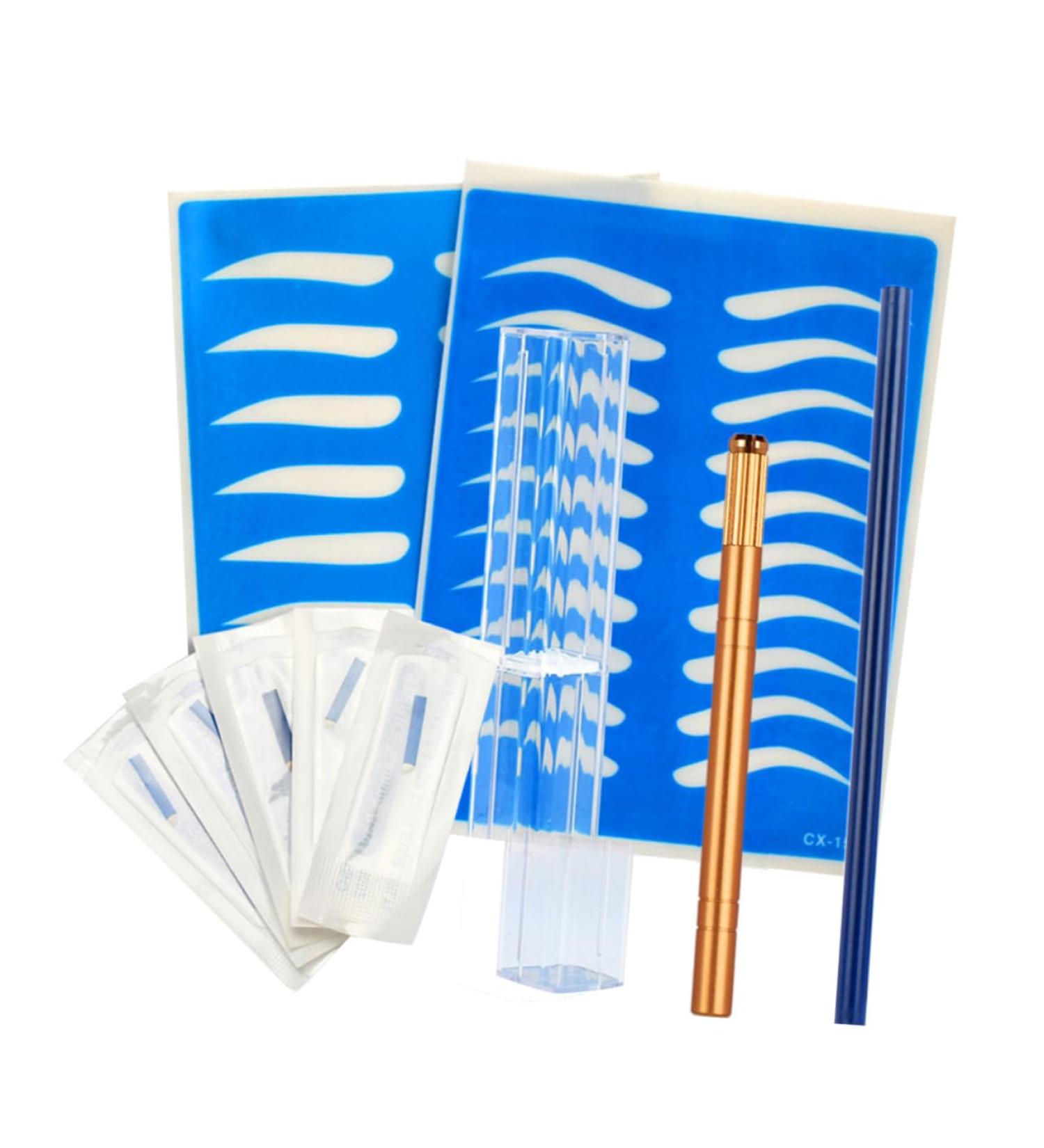 Manual Skin Storage Pen Microblading Semi-permanent with Practice Pencil Eyebrow Kit Golden - Buy Online on GoSupps.com