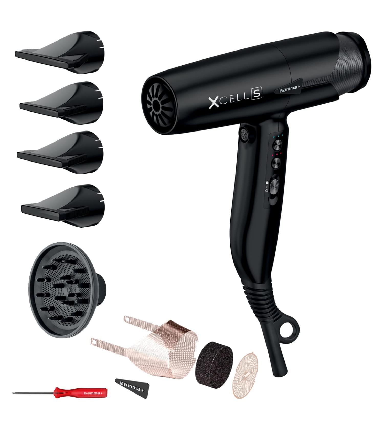 Gamma Pi Srl GAMMA+ XCELL S Ionic hairdryer 290 g ultralight hairdryer with antibacterial effect quiet Smart Memory LED interface selfcleaning technology Schuko plug matt black SCHUKO plug matt black - Buy Online on GoSupps.com