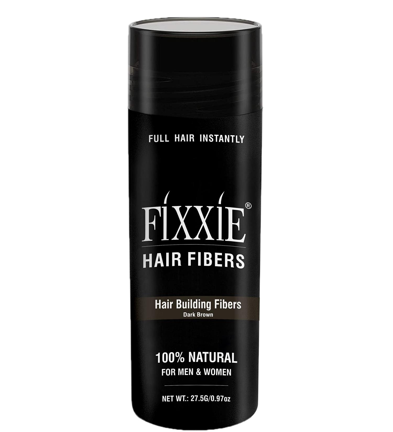 FIXXIE Hair Fibres Dark Brown 27.5g Bottle - Hair Loss Concealer for Men and Women with Keratin Fibers for Thicker Looking Hair - Buy Online on GoSupps.com
