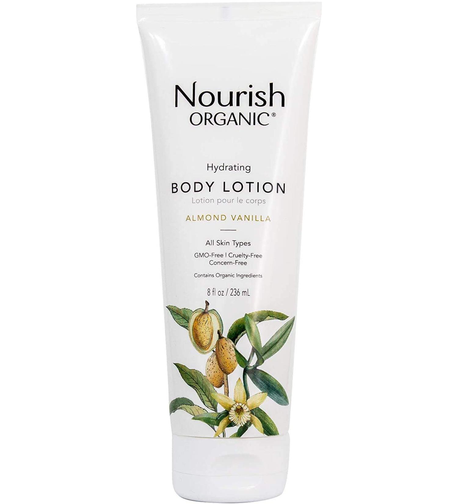 Nourish Organic Hydrating Body Lotion - Almond Vanilla | GMO-Free, Cruelty Free, 100% Vegan (8oz) - Buy Online on GoSupps.com