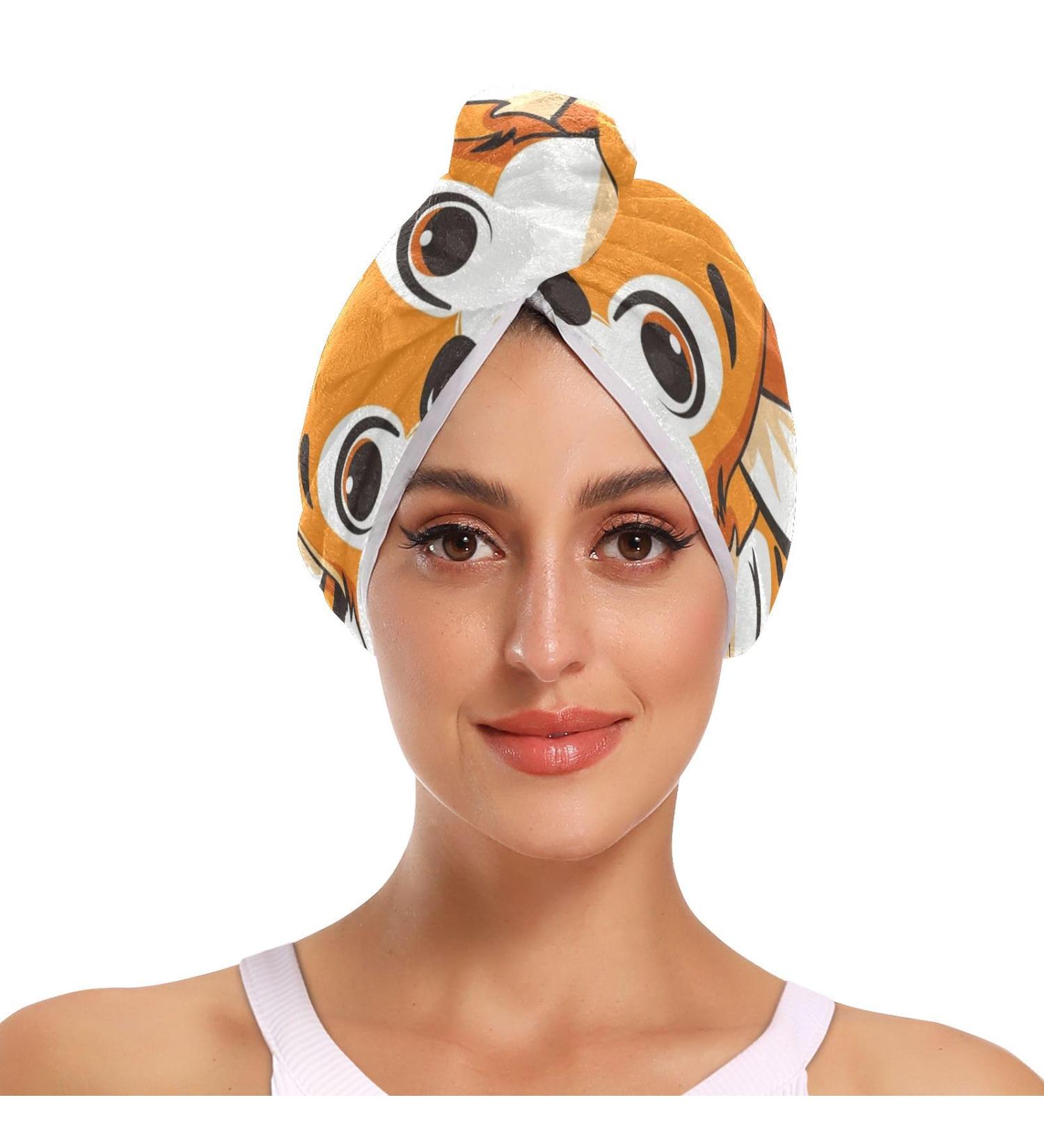 Buy Cute Cartoon Foxes Hair Towels - 2 Pack Super Absorbent Quick Dry Hair Turbans for Women & Girls - Buy Online on GoSupps.com