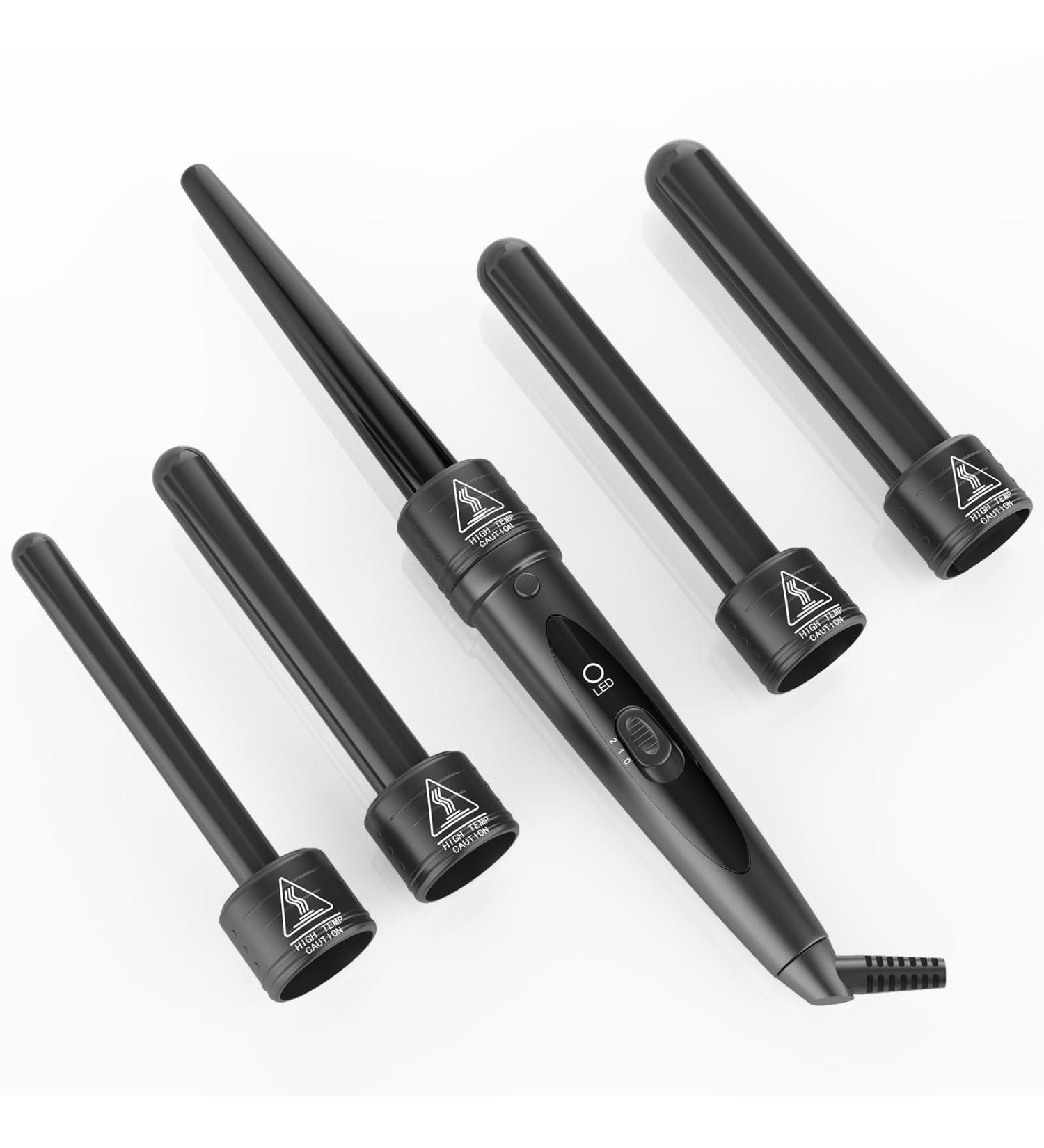 Scriptures 5-in-1 Curling Iron Set | Dual Voltage Adjustable Temperature & Instant Heating | Perfect for All Hair Types | Includes Glove & Hair Clips - Buy Online on GoSupps.com
