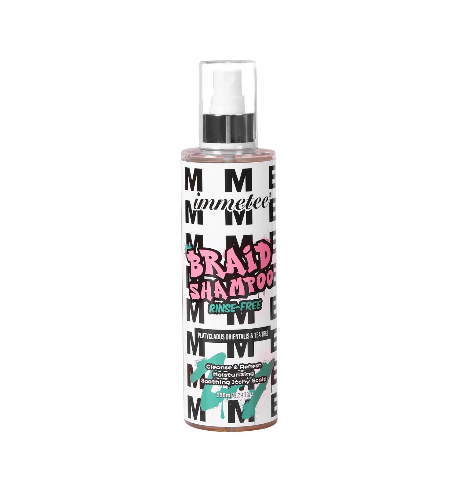 immetee Braid Sheen Spray Rinse-Free Braid Shampoo Brume tress e nettoyante hydratante l'arbre th et l'olive Anti-dandruff Itch relief formula 250ml/8.79 fl.oz - Buy Online on GoSupps.com