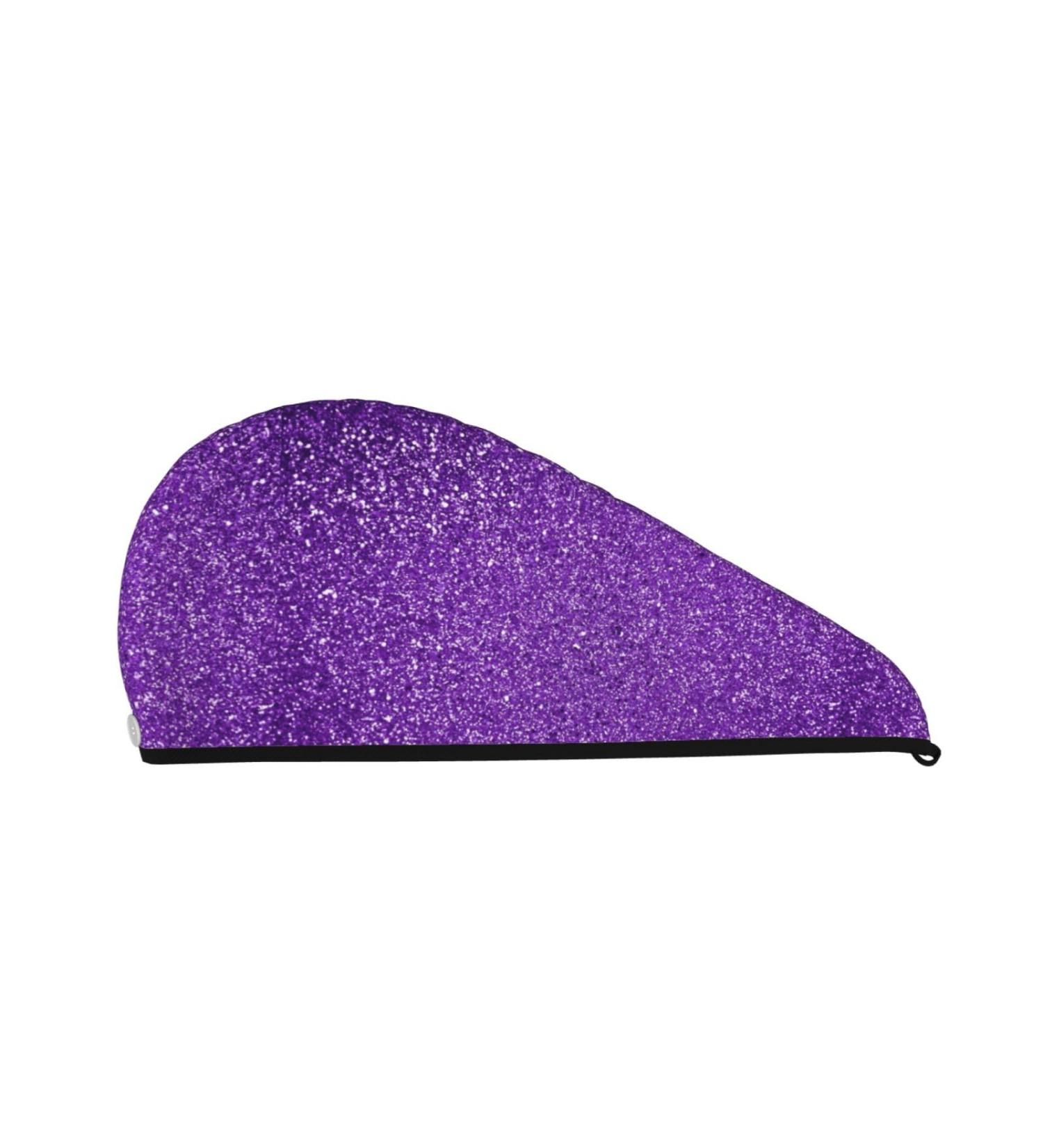 Glitter Purple Hair Towel Wrap - Quick Drying Hair Turban with Button | Perfect for All Hair Types - Shop Internationally - Buy Online on GoSupps.com