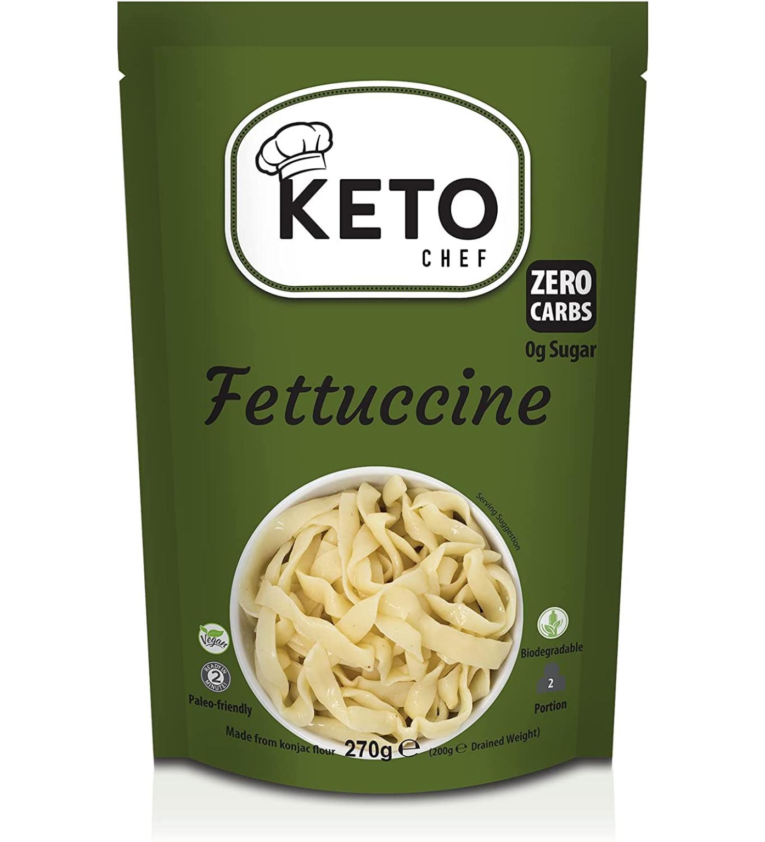 Keto Chef Konjac Fettuccine Pasta - Zero Sugar & Fat-Free Shirataki Noodles for Low-Calorie Healthy Diet | 270g Ready to Eat Pack - 1 Count - Buy Online on GoSupps.com