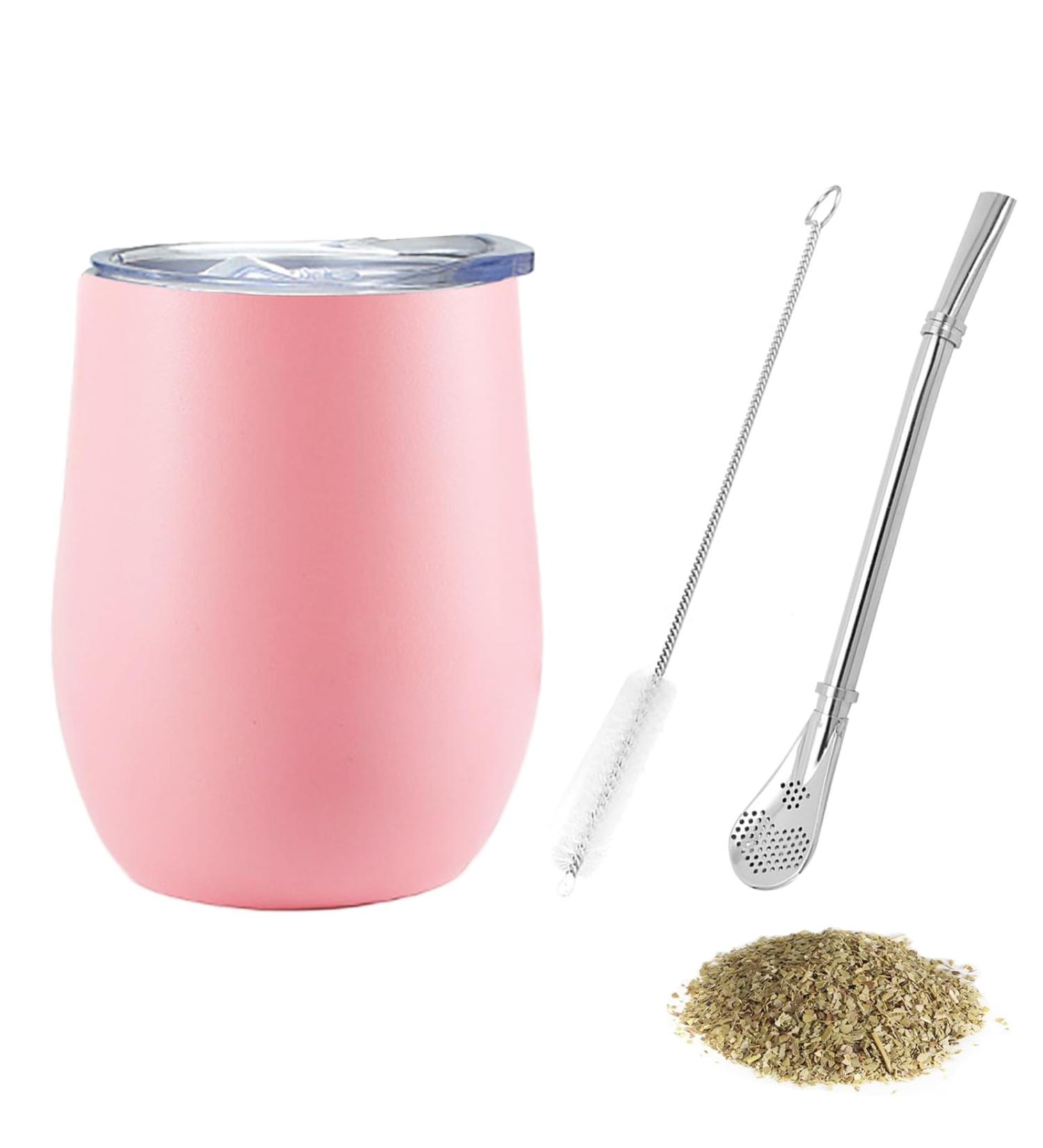 Yerba Mate tasse mat en acier inoxydable 360 ml adapt e au th mat au caf et au th aux fruits rose Pink Egg Shape - Buy Online on GoSupps.com