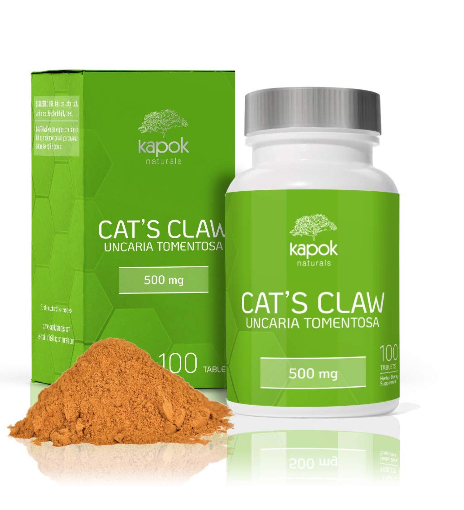 Kapok Naturals Cat's Claw 500mg Capsules - Joint Inflammation & Pain Relief - Digestive Support & Immune Booster - 100 Tablets - Buy Online on GoSupps.com