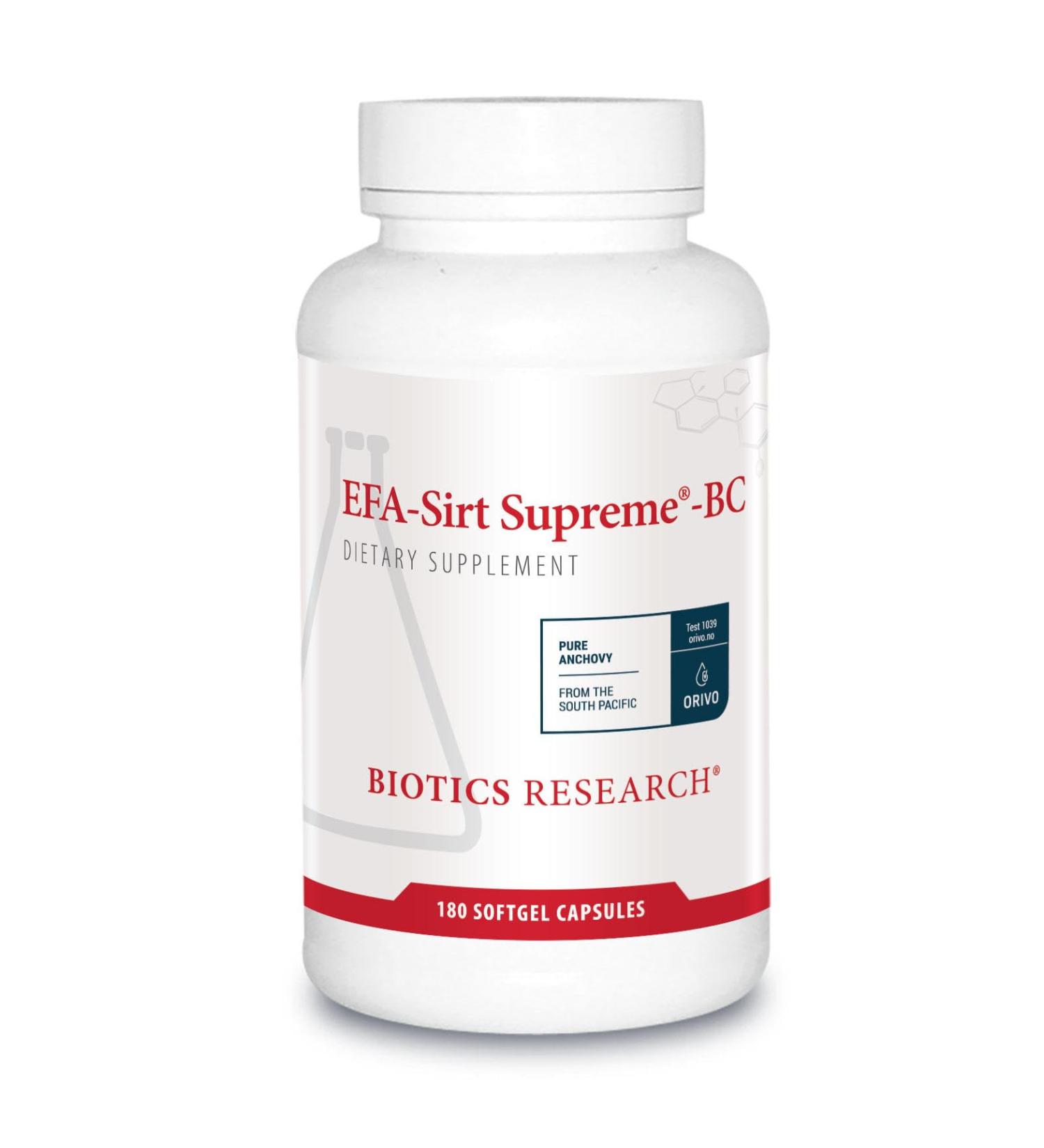 Biotics Research EFA-SIRT Supreme-BC EPA DHA GLA from Black Currant Seed Oil Natural Mixed Tocopherols Cardiovascular Health Joint Comfort and Flexibility 180 softgel Capsules - Buy Online on GoSupps.com