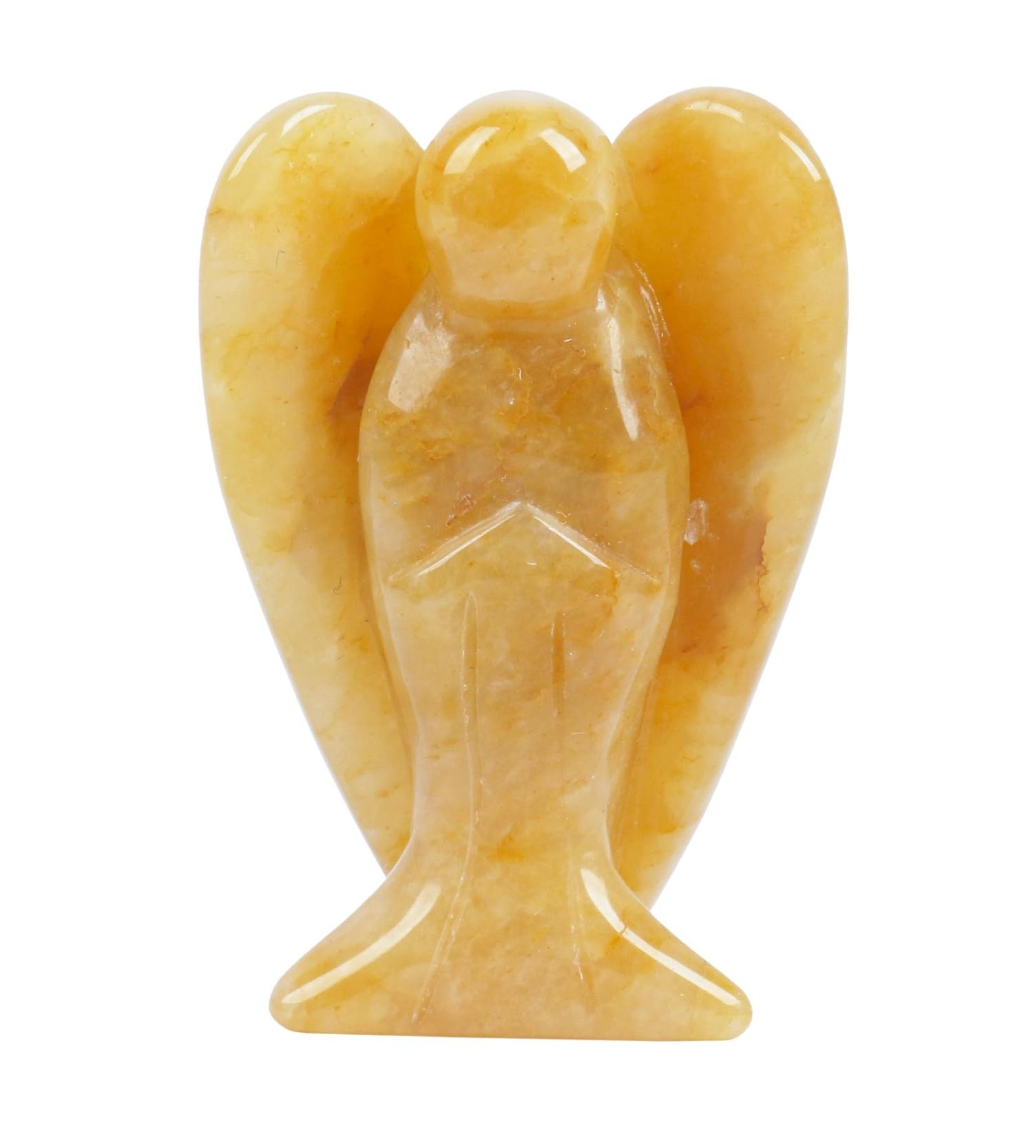 Buy Lovionus89 Natural Yellow Jade Angel Statue - Hand Carved Healing Crystal Pocket Figurine 5cm Decoration | International Shipping - Buy Online on GoSupps.com