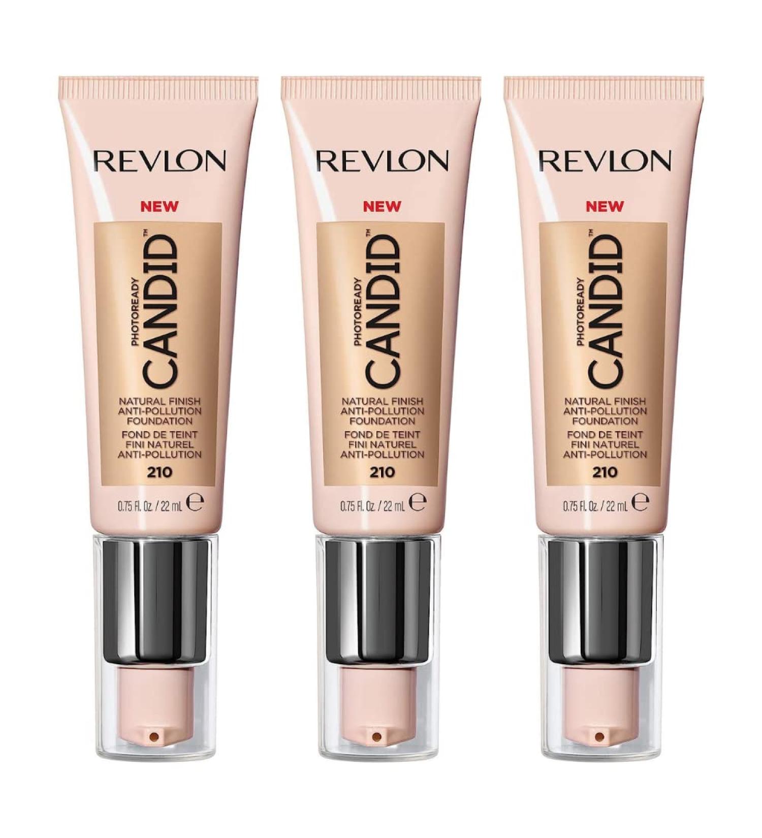 3 x Revlon Photoready Candid Natural Finish Foundation 22ml - 210 Natural Ochre