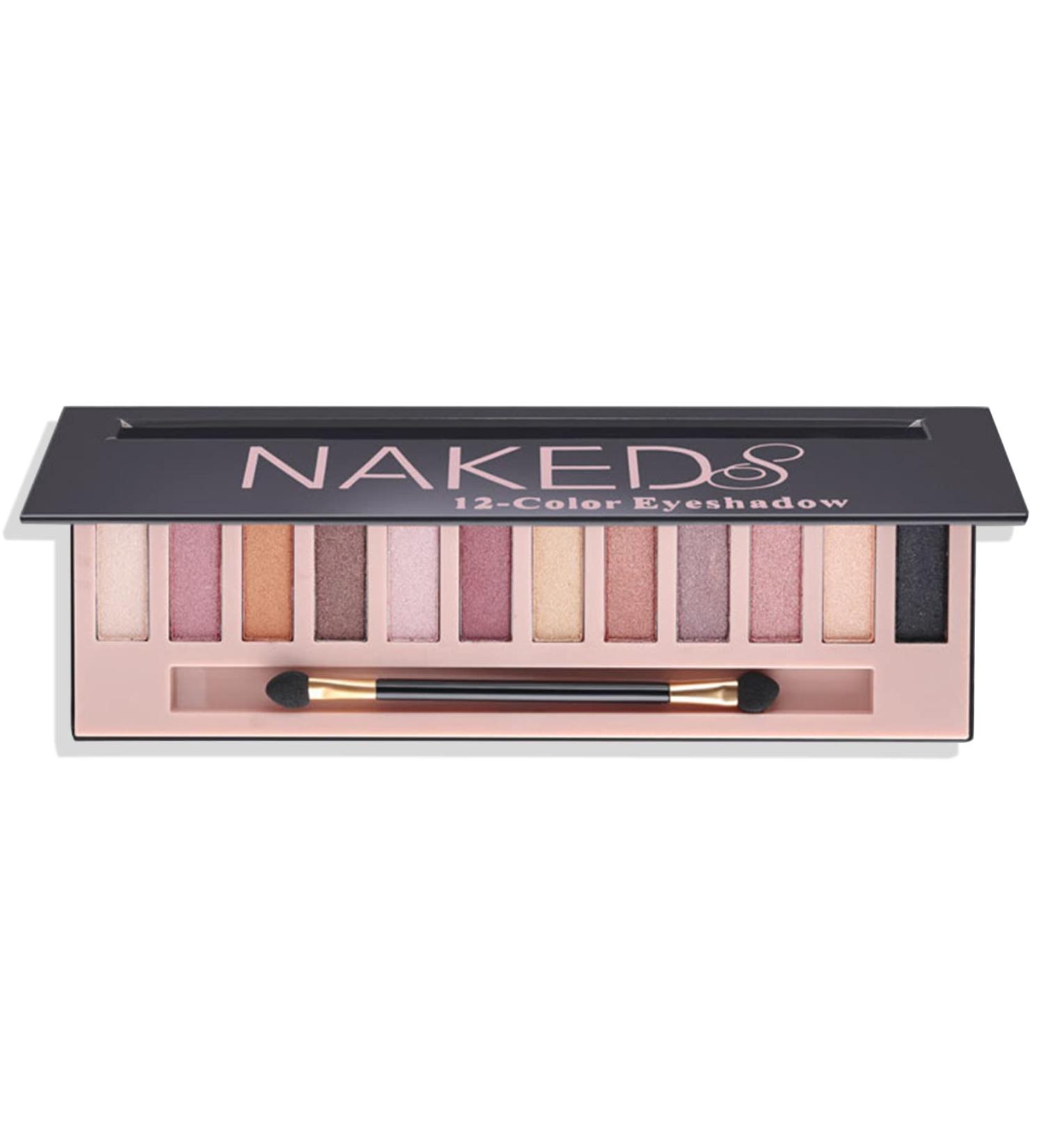 Naked Eyeshadow Palette - 12 Natural Shimmer Glitter Colors - Long Lasting & Waterproof - Smokey Eye Makeup - Includes Brush - Buy Online on GoSupps.com