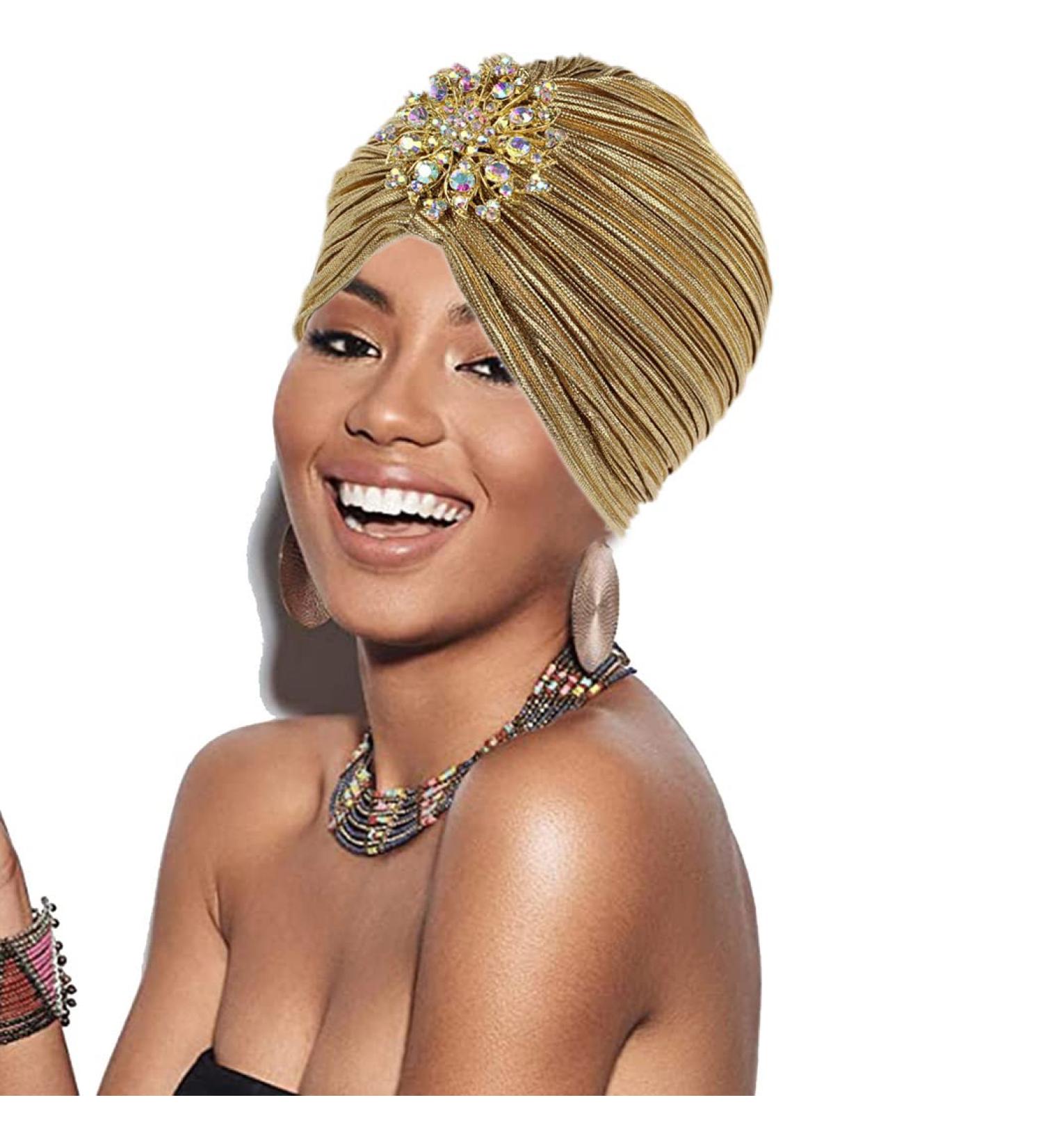 Yeilhile Vintage Gold Crystal Turban Headwrap - Stylish Headwear for Women - Buy Online on GoSupps.com