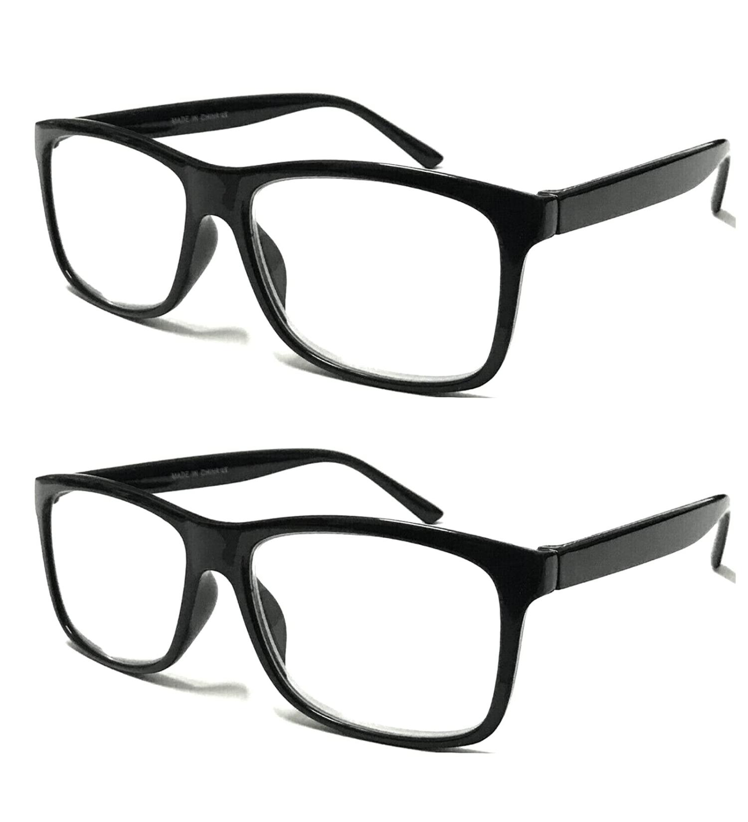 Big Lens Simple Plain Colourful Reading Glasses - 2 Pairs Black +4.00 Magnification - Buy Online on GoSupps.com