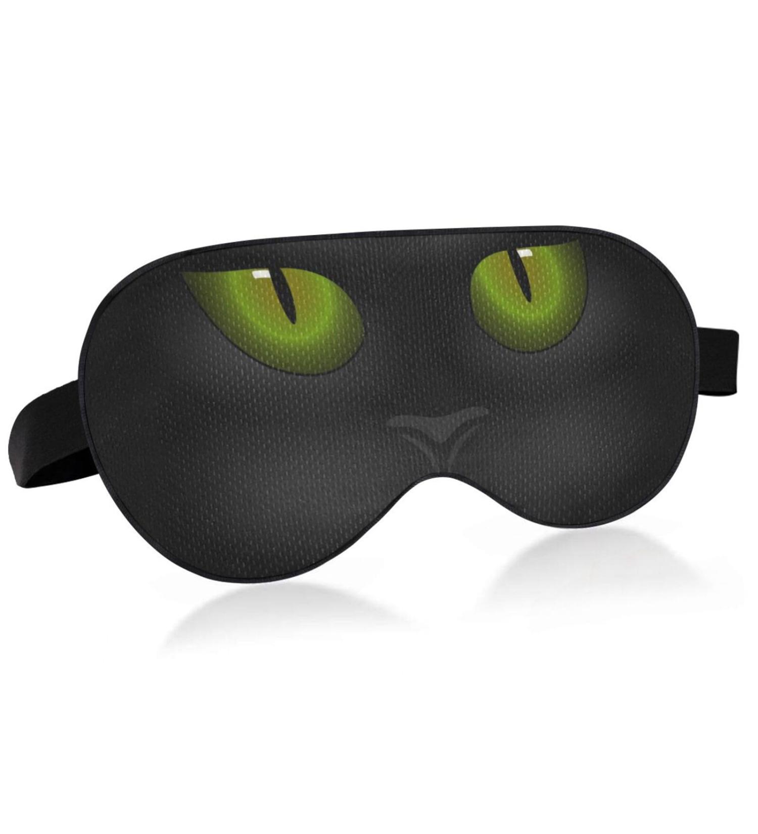 Kaskirky Light Blocking Eye Mask for Business Travel & Meditation - Adjustable for Men and Women, Deep Sleep Comfort, Fat Cat Green Eye Design - Buy Online on GoSupps.com