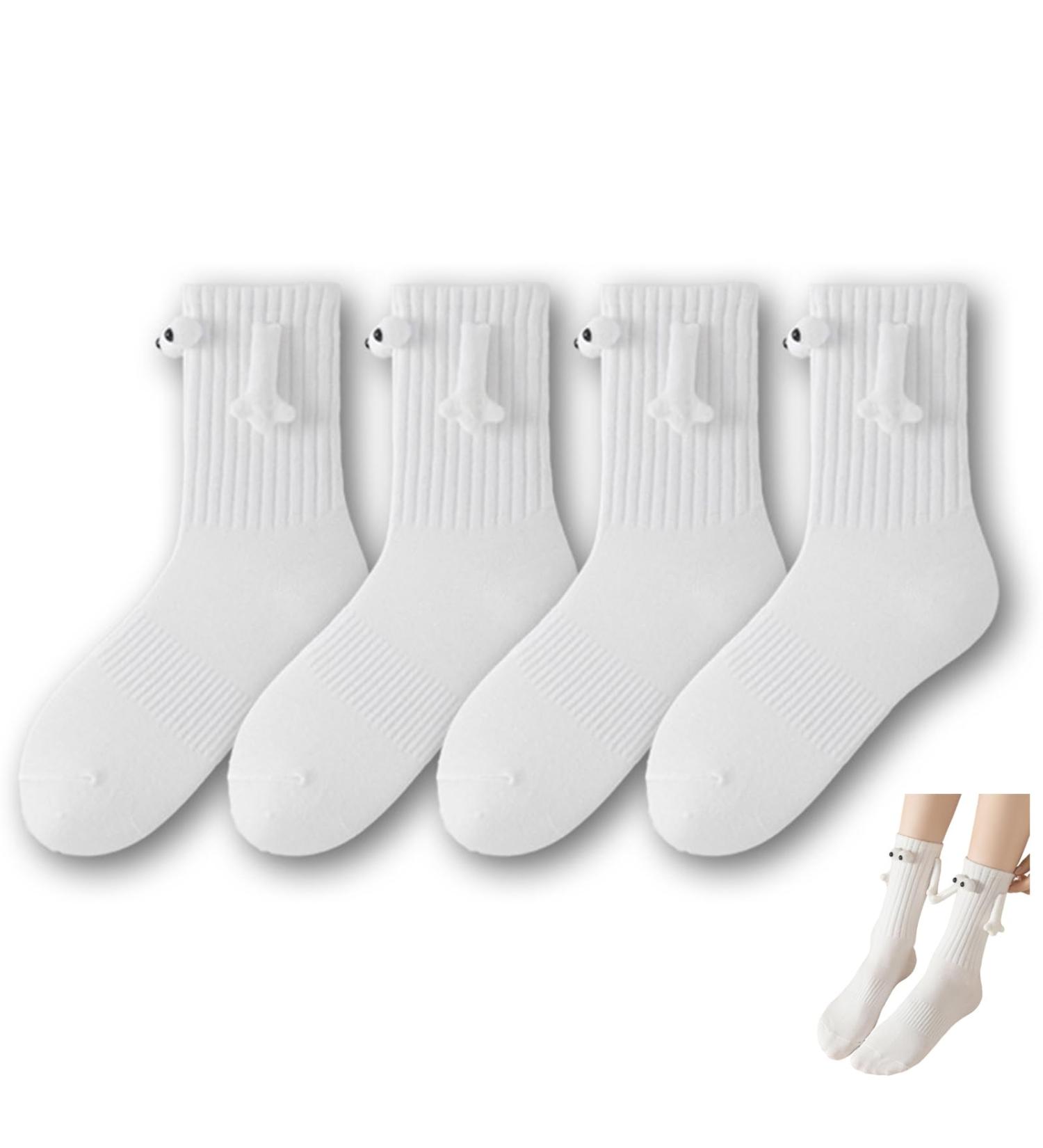 Likmind Funny Magnetic Suction 3D Doll Couple Socks - 2023 New | 4 Pairs Funny Magnetic Socks for Couples | Women Men One Size White - Buy Online on GoSupps.com