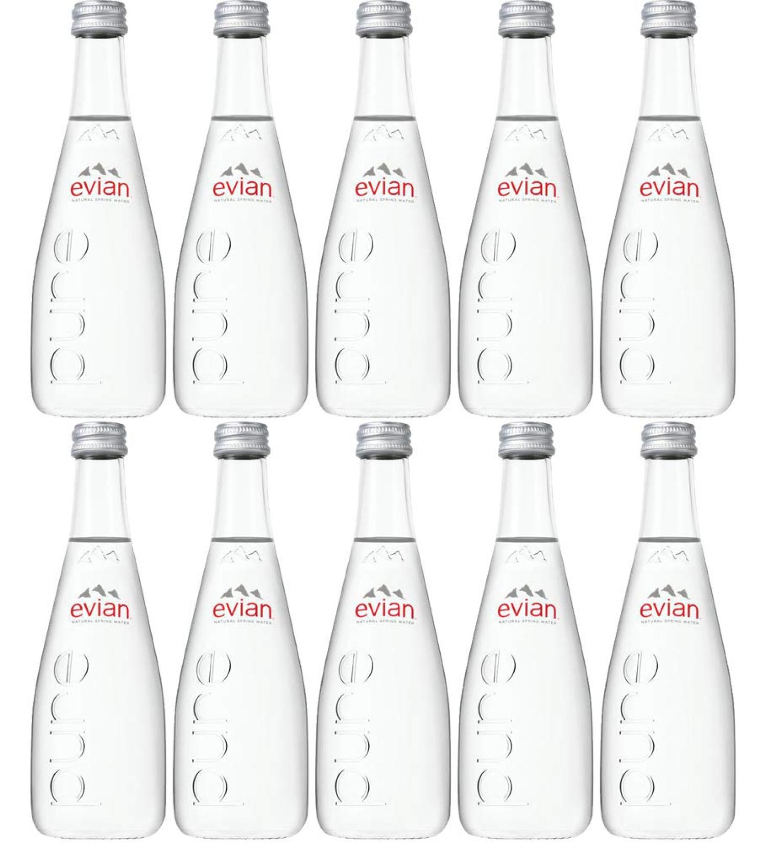Evian Natural Spring Water 11.2oz Glass Bottle (Pack of 10 Total of 112 Oz) 11.2 Fl Oz (Pack of 10)