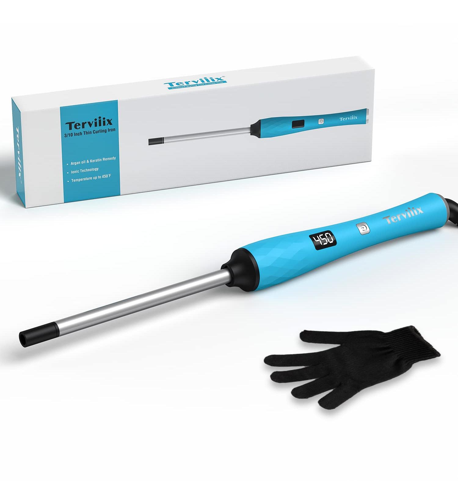Terviiix Small 9mm Curling Wand Iron for Short & Long Hair - Argan Oil Infused Ceramic Barrel Curler with Digital Temperature Control - Buy Online on GoSupps.com