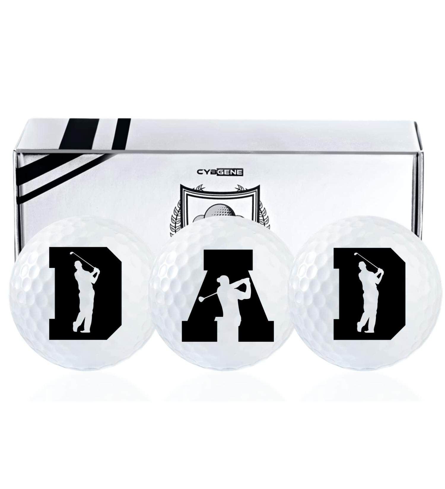 Personalized CybGene DAD Golf Balls Set - Perfect Gift for Golfer Dad, Husband, and Golf Lovers - Father's Day, Birthday, Retirement, Christmas - Set of 3 - Buy Online on GoSupps.com
