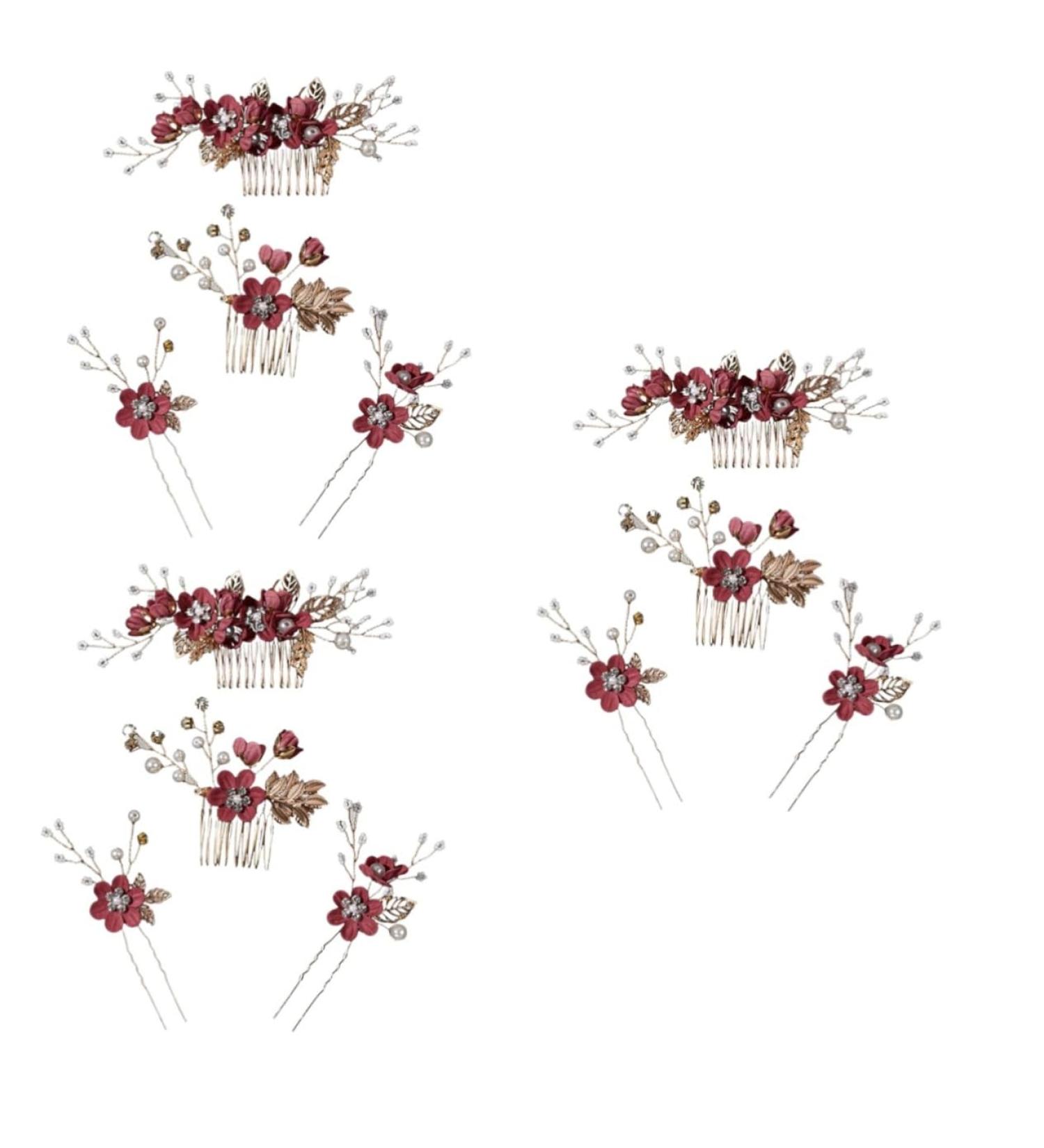 Angoily 3 Sets Hairpin Hair Clips for Braids Hair Accessories for Women Braids Red Hair Accessories for Women Floral Hair Comb Hair Pin Wedding Headpieces Zinc Alloy Pearl Mosaic Miss - Buy Online on GoSupps.com