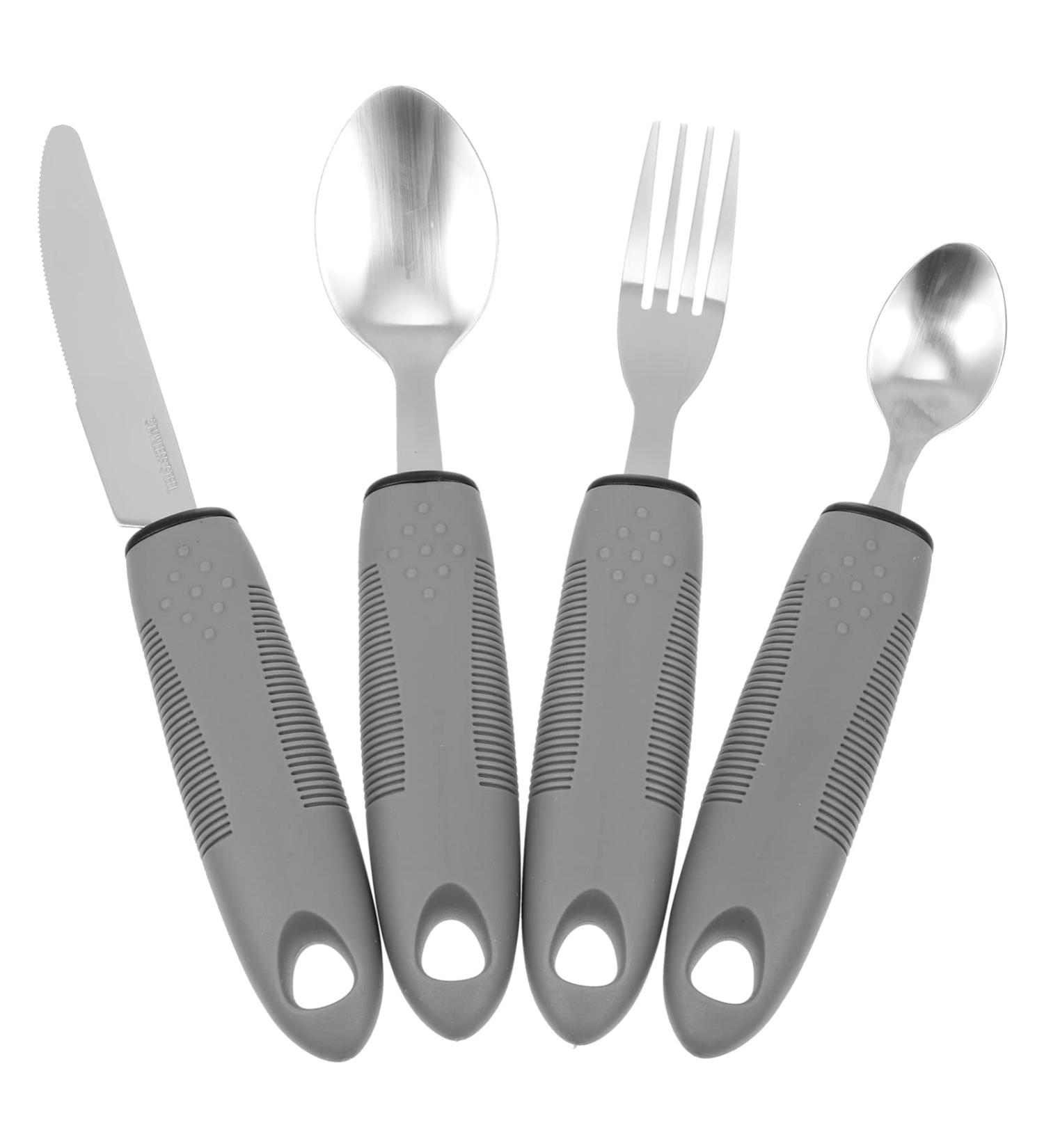 Adaptive Utensils Built up Fork Spoon Rocker Knife Easy Grip Silverware for Adults Elderly Weak Hand Patients Disabled Light Grey 3 Piece Set (Color : Light Grey-1) - Buy Online on GoSupps.com