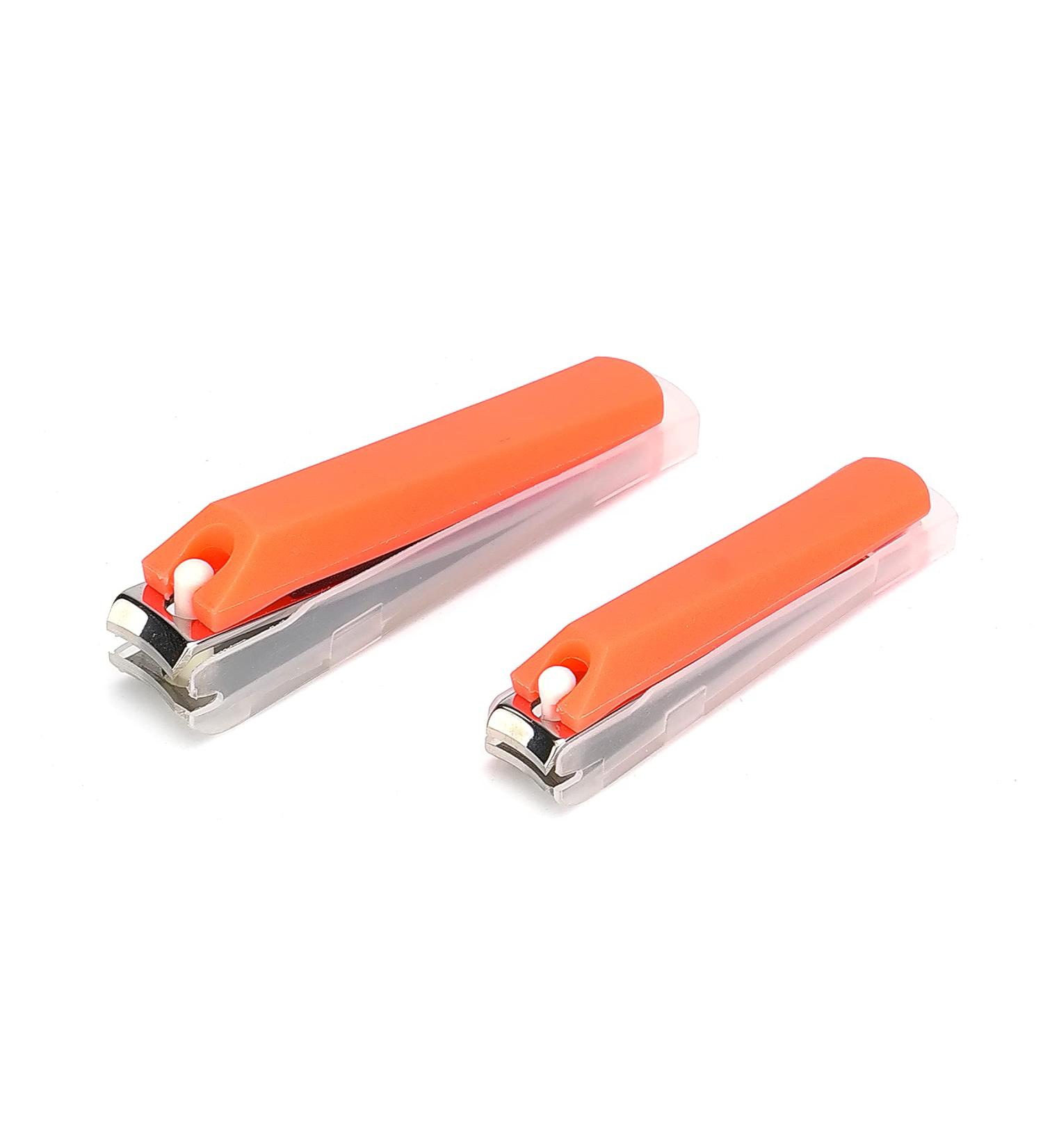 Stainless Steel No Splash Nail Clippers Set with Catcher - Nail Care Kit for Men, Women, Seniors - Includes Nail File - 2PCS Orange - Buy Online on GoSupps.com