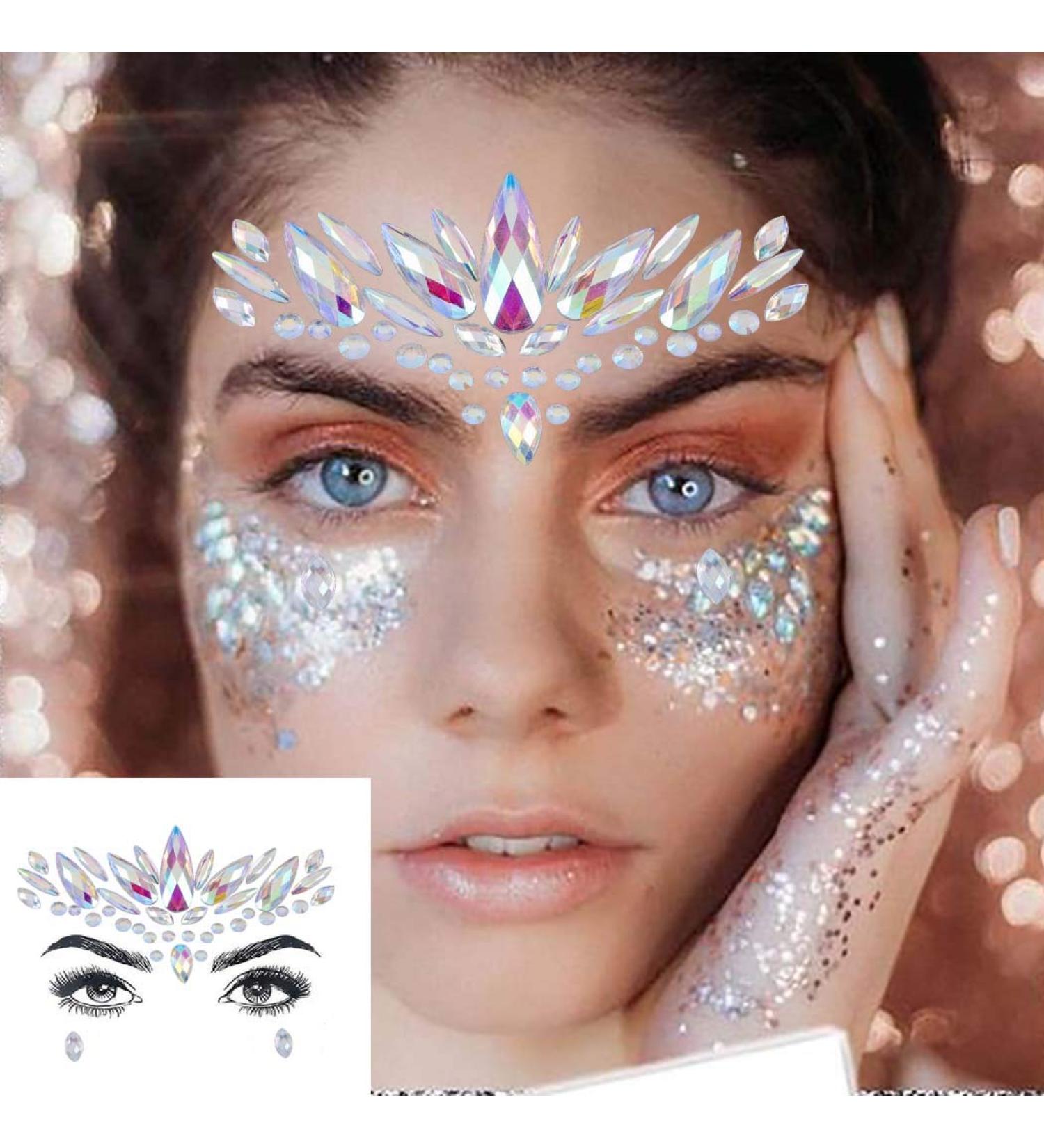 Mermaid Face Gems & Rhinestone Stickers - Festival Body Jewels for Women & Girls | 2 Sets - Buy Online on GoSupps.com