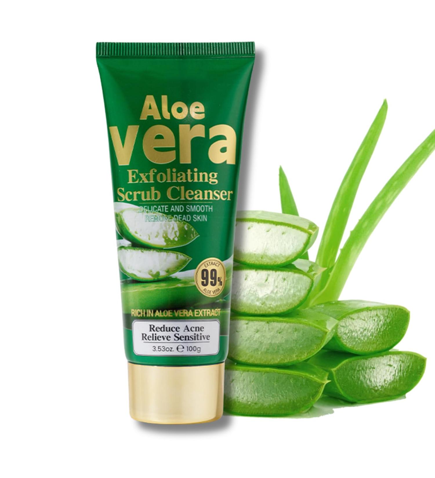Aloe Vera Exfoliating Scrub Cleanser Aloe Vera Gel Face Wash Natural Acne Face Wash Face Wash For Men & Women Cream Cleanser For Acne Prone & Oily Skin Face Wash - Soothe Purify Facial Skin Care Green-Aloe Vera - Buy Online on GoSupps.com