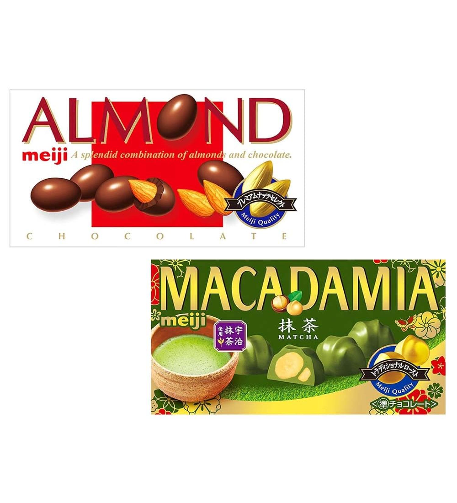 "ALMOND" Chocolate Milk and "MACADAMIA" Chocolate Matcha Flavor 2 types set meiji With MAIKO sticker Pio big bazar - Buy Online on GoSupps.com