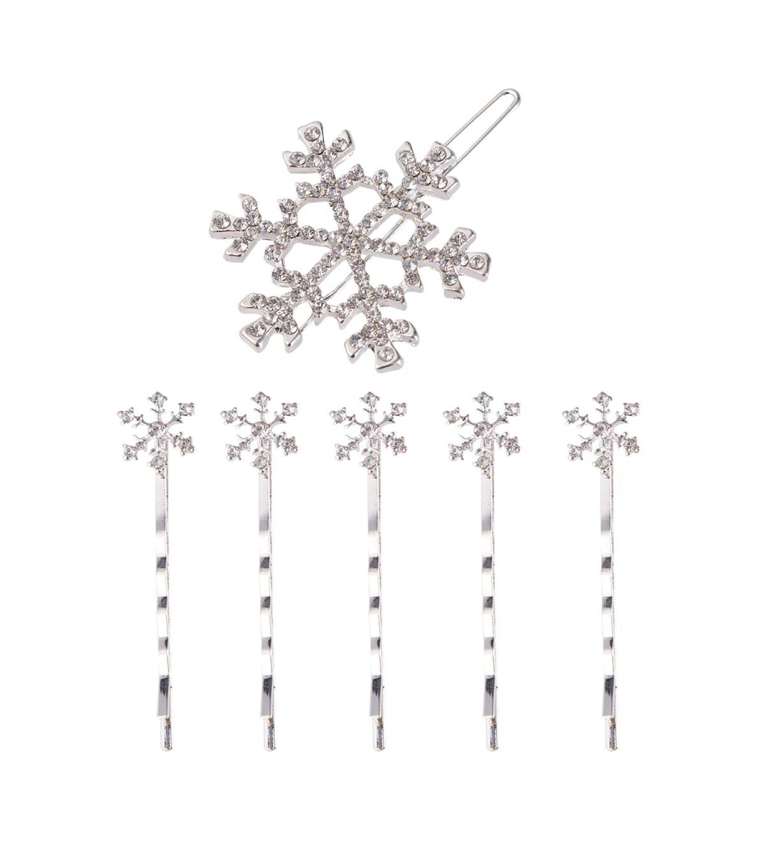 Frcolor 6-Piece Christmas Snowflake Hairpins | Crystal Rhinestone Hair Clips for Girls | Kids Hair Jewelry (White) - International Shipping Available - Buy Online on GoSupps.com