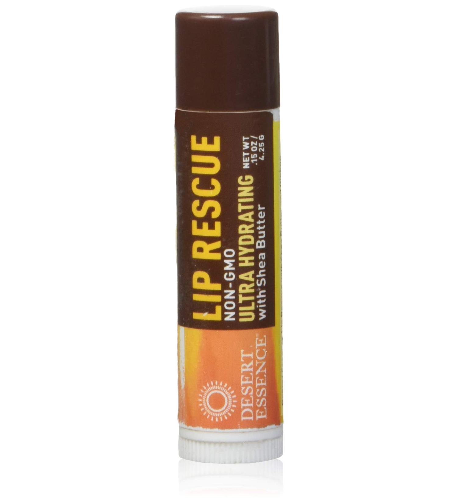 Desert Essence Lip Rescue Balm - Ultra Hydrating Shea Butter Ginkgo Biloba & Vitamin E for Dry Lips - 0.15 Oz - Buy Online on GoSupps.com