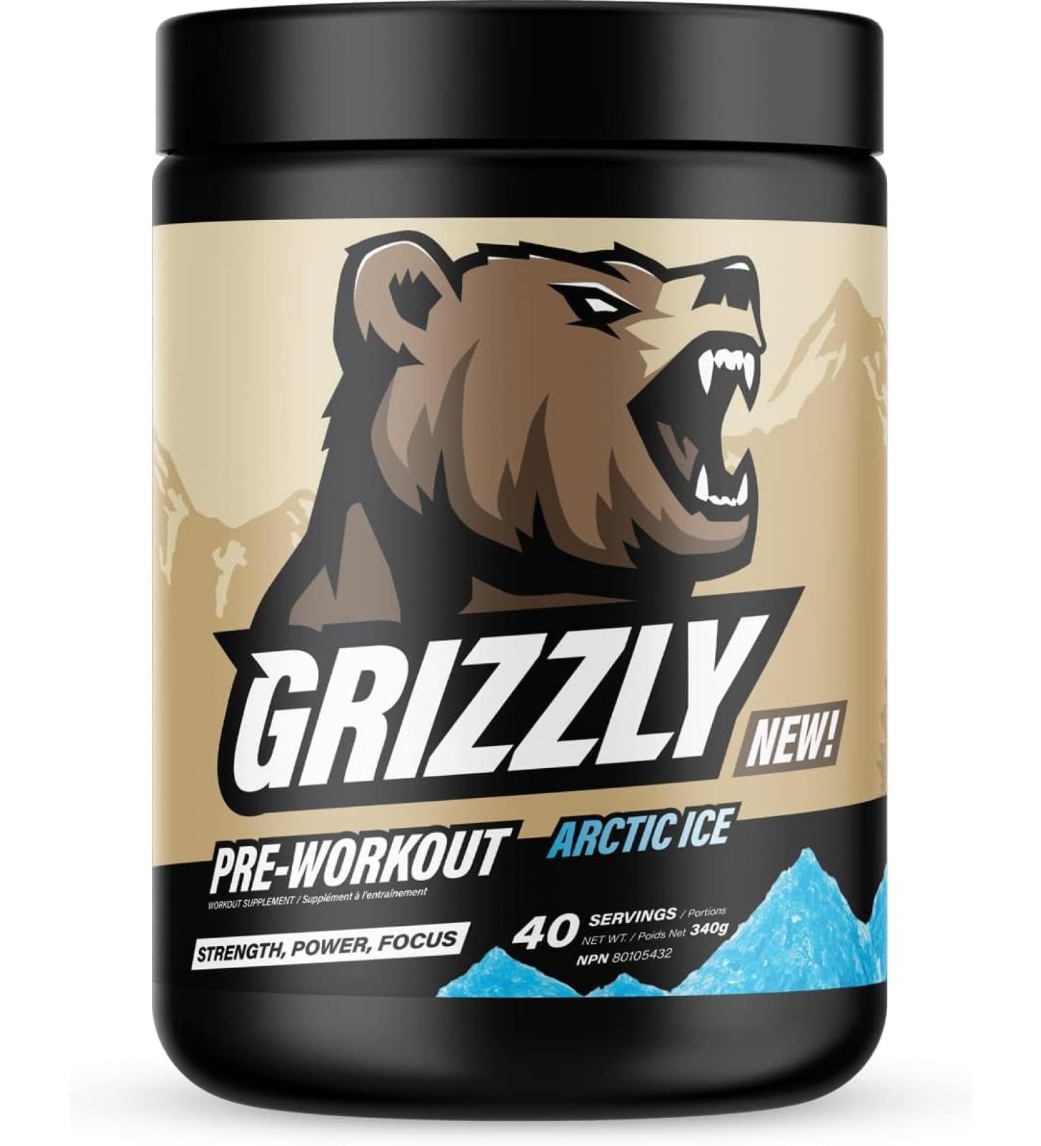 GRIZZLY PRE-WORKOUT ARCTIC ICE Strength Power Focus Caffeine Citrulline Beta-Alanine Arctic Ice 340 g (Pack of 1) - Buy Online on GoSupps.com