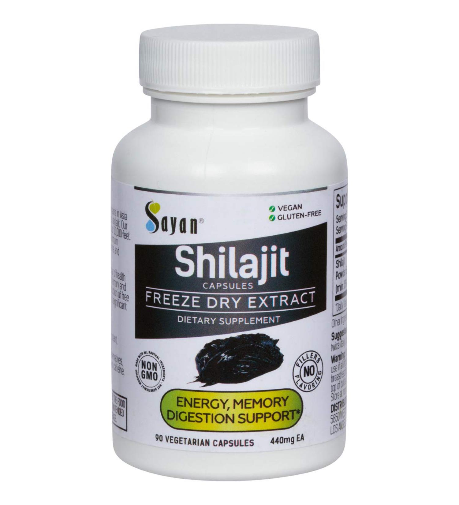 Sayan Shilajit 90 Capsules/440mg ea. Organic Supplement with High Fulvic Acid Content to Support Your Immune System, Bolster Energy, and Naturally Cleanse Non-GMO, No Fillers - Buy Online on GoSupps.com
