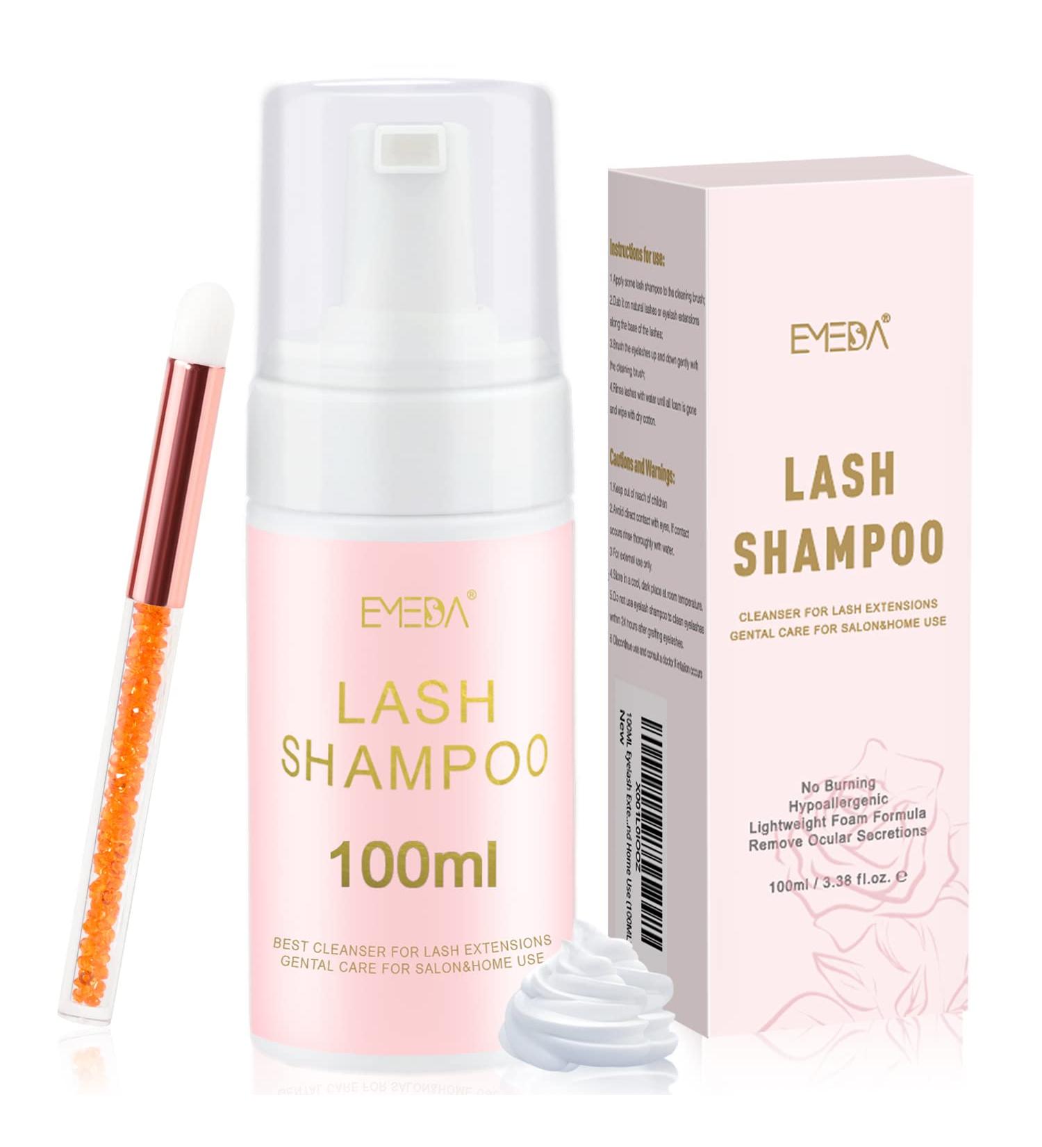 100ml Eyelash Shampoo with Brush - Salon Quality Foam Cleaner for Eyelash Extensions | Emeda Lash Shampoo for Home Use - Buy Online on GoSupps.com