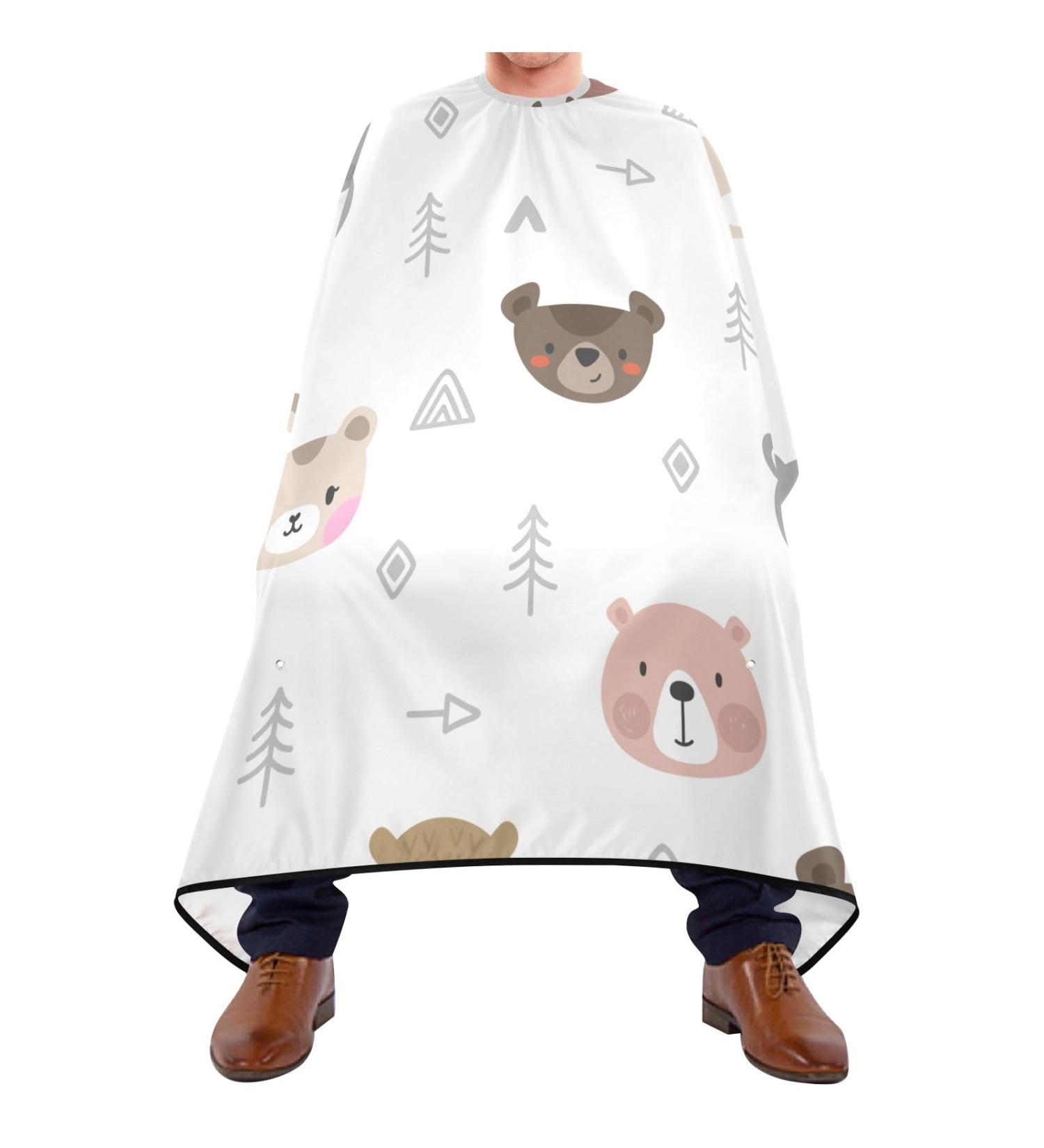 Waterproof Barber Cape | Cartoon Bears & Cheetah Haircut Bib for Men & Unisex | International Shipping - Buy Online on GoSupps.com